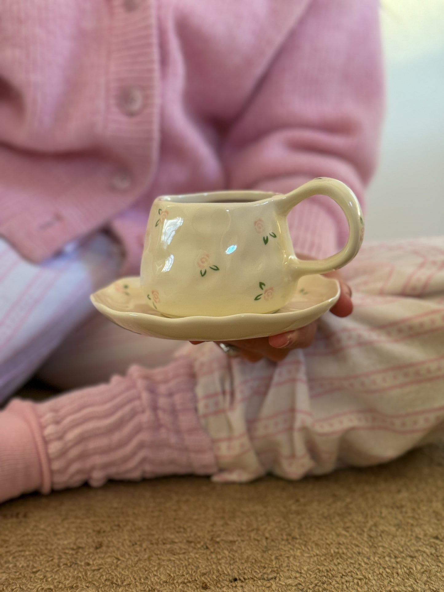 Rose Ceramic Cup and Saucer