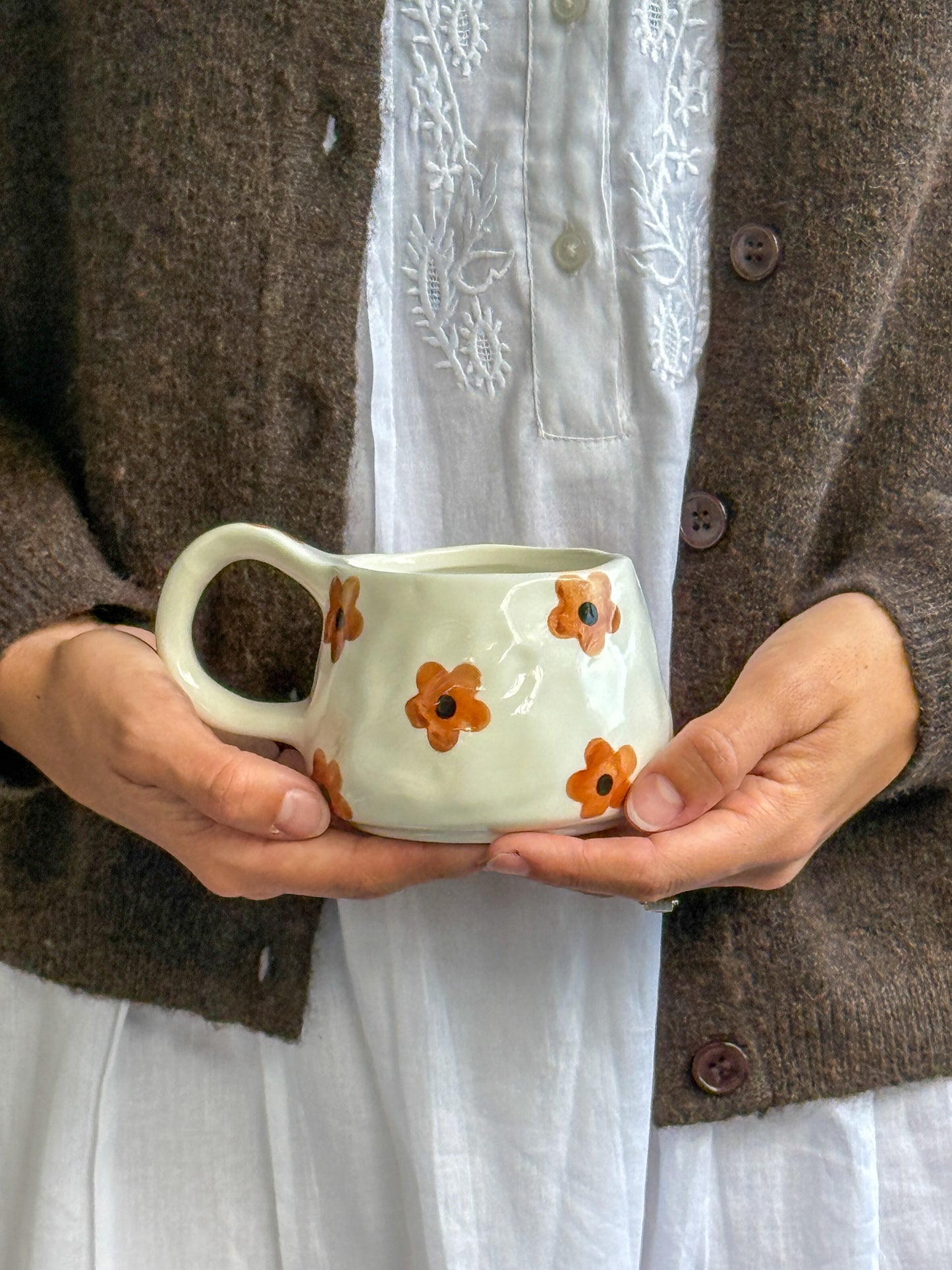 Honey Ceramic Mug and Saucer