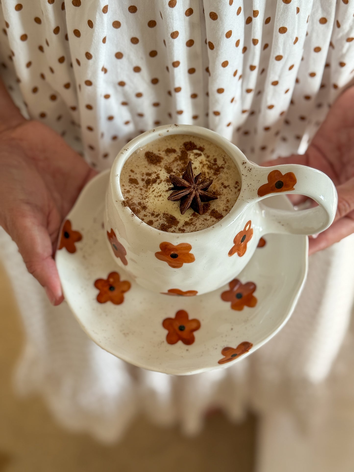 Honey Ceramic Mug and Saucer