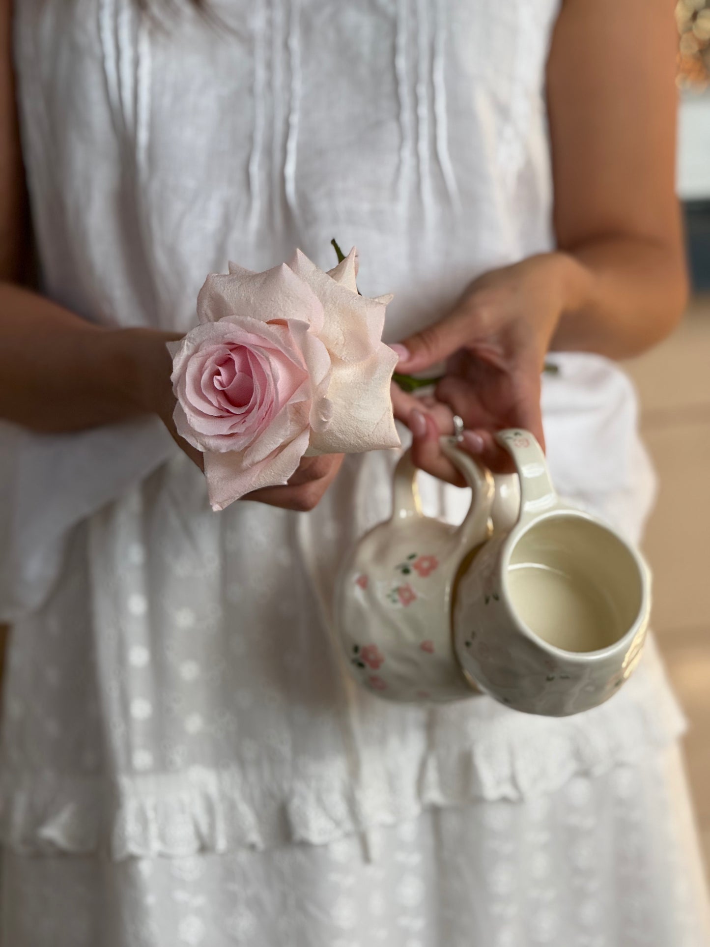 Rose Ceramic Cup and Saucer