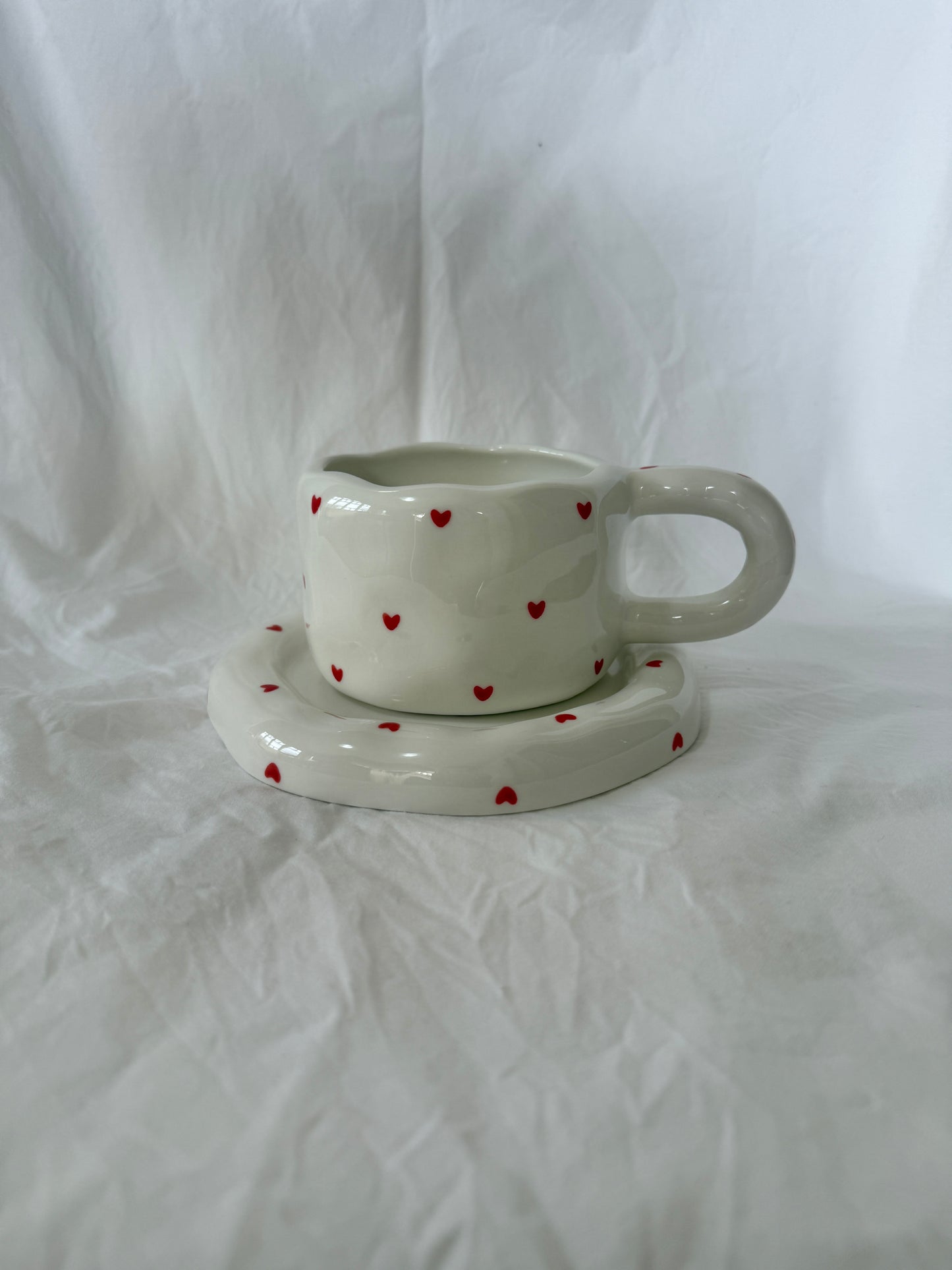 Heart to Heart Ceramic Cup and Saucer