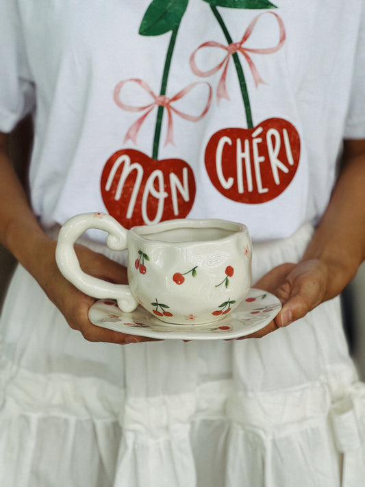 Mon Cherie Ceramic Cup and Saucer