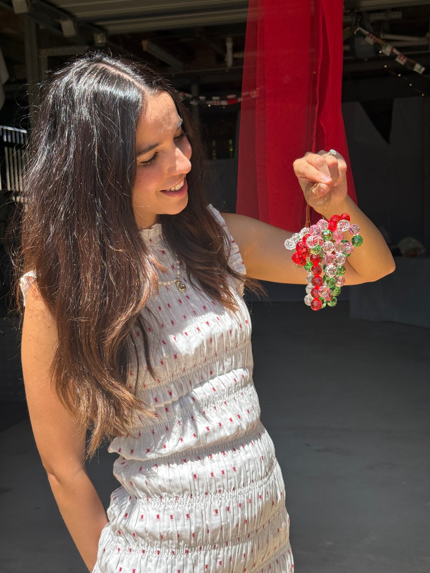 Handmade Beaded Bow Christmas Ornament