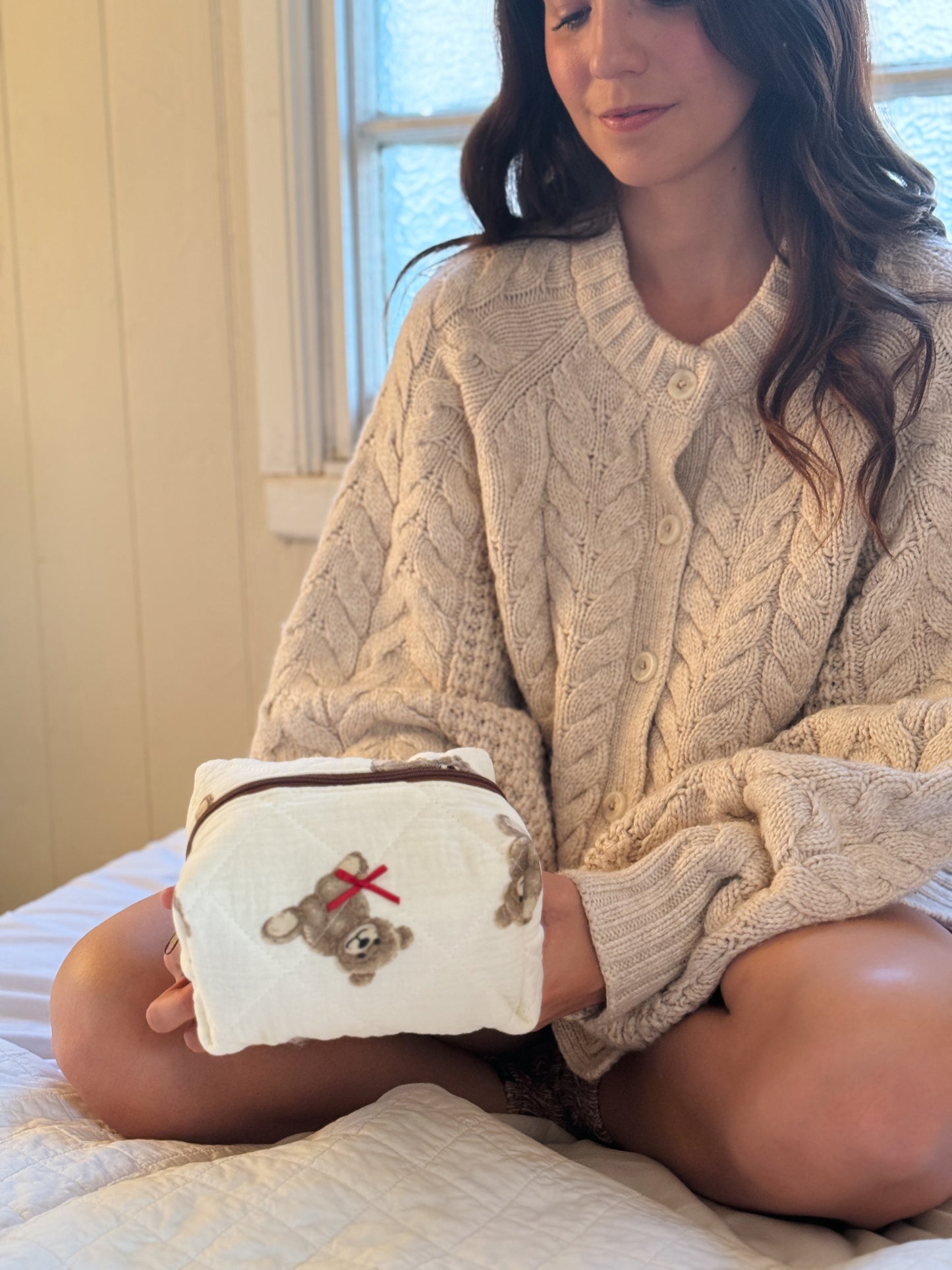 Teddy Quilted Beauty Bag