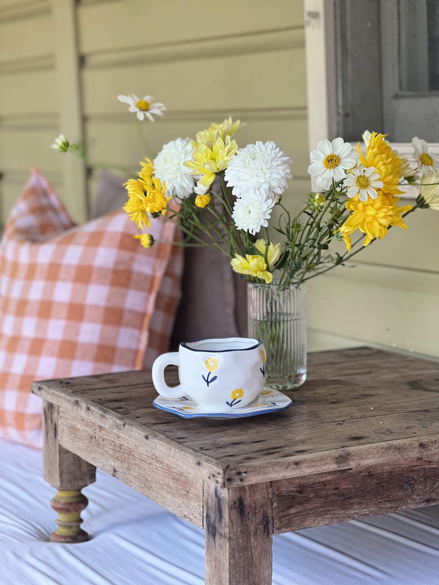 Farmhouse Flowers Ceramic Cup and Saucer