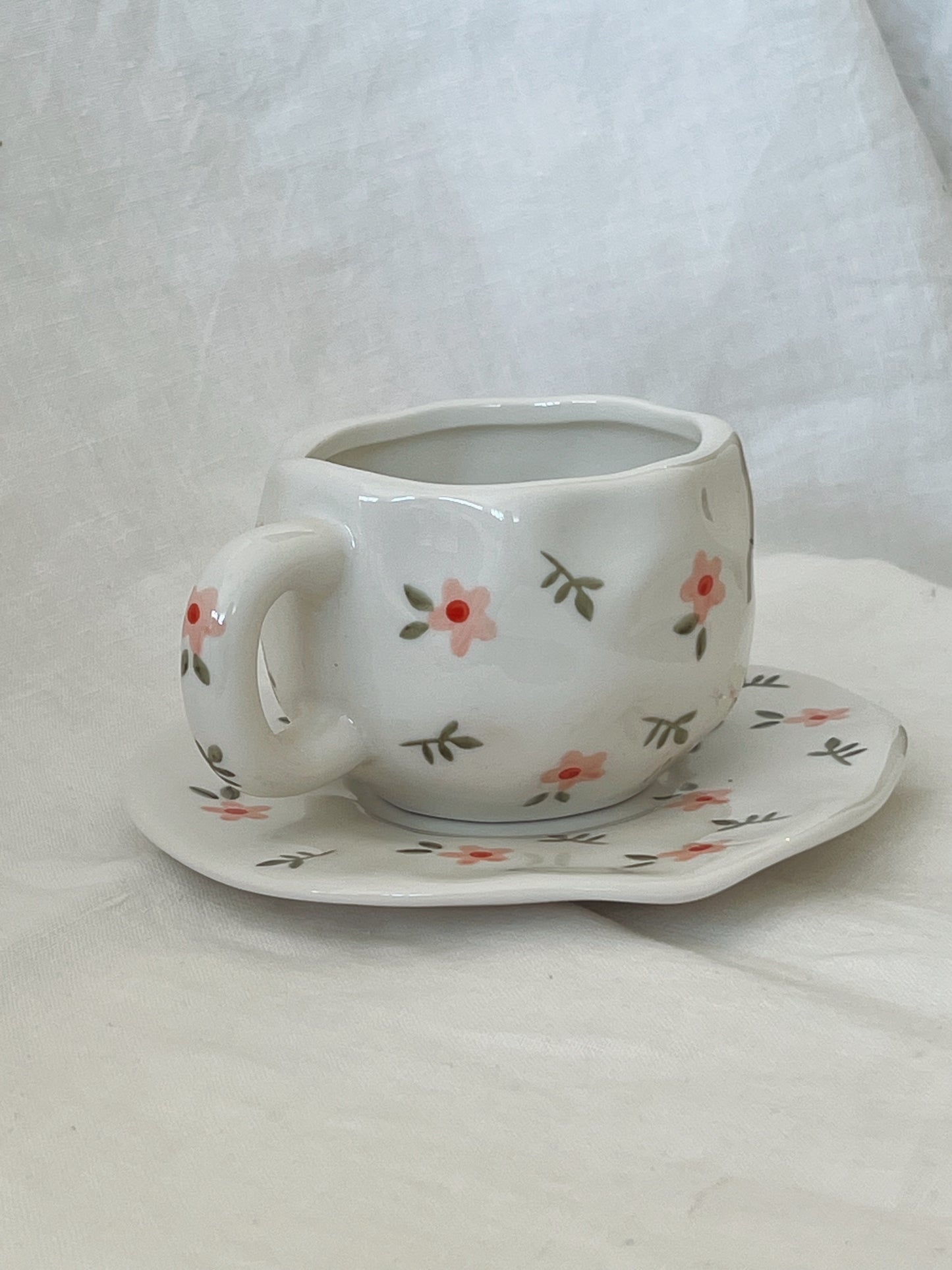 Pink Posie Ceramic Cup and Saucer