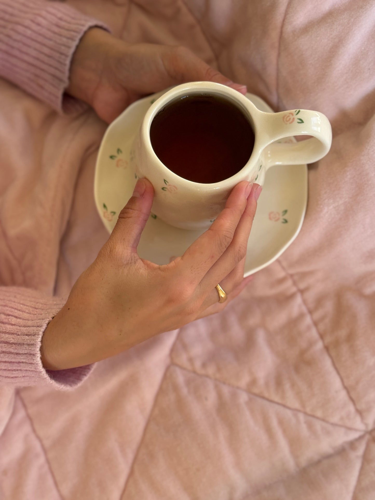 Rose Ceramic Cup and Saucer