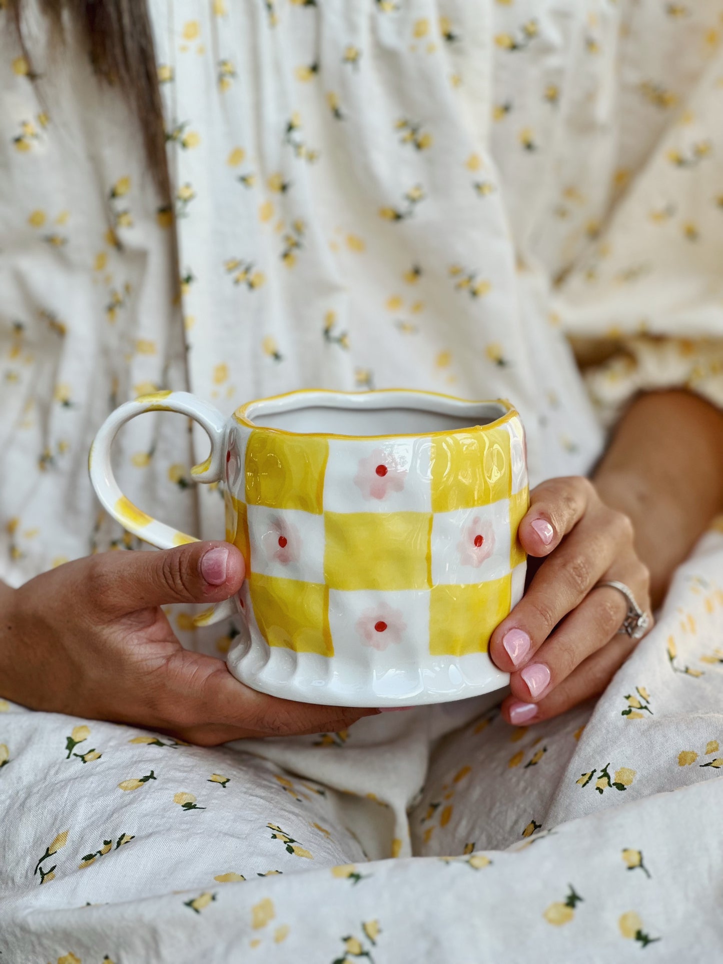 Flower Field Daffodil Handmade Hand Painted Ceramic Mug