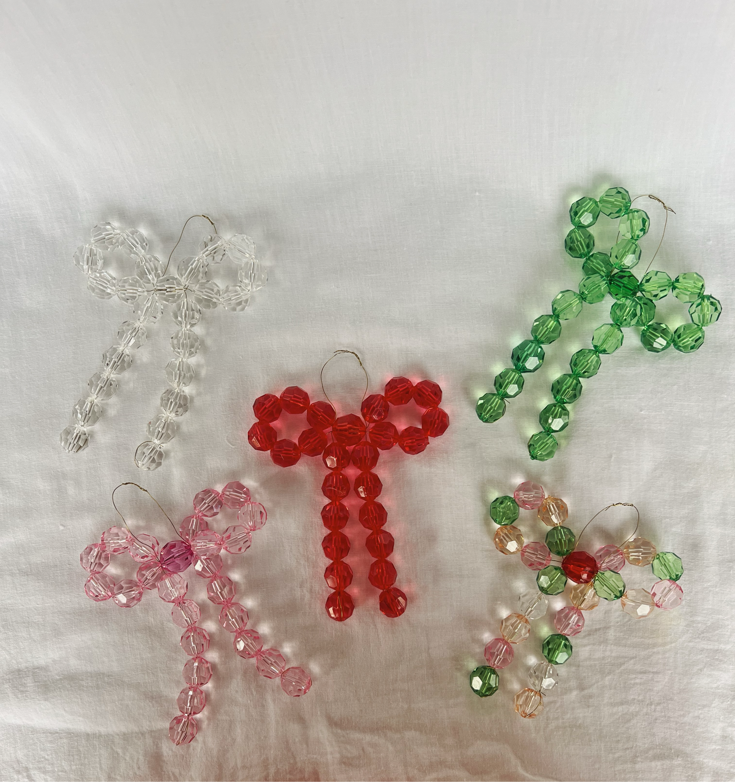 Handmade Beaded Bow Christmas Ornament