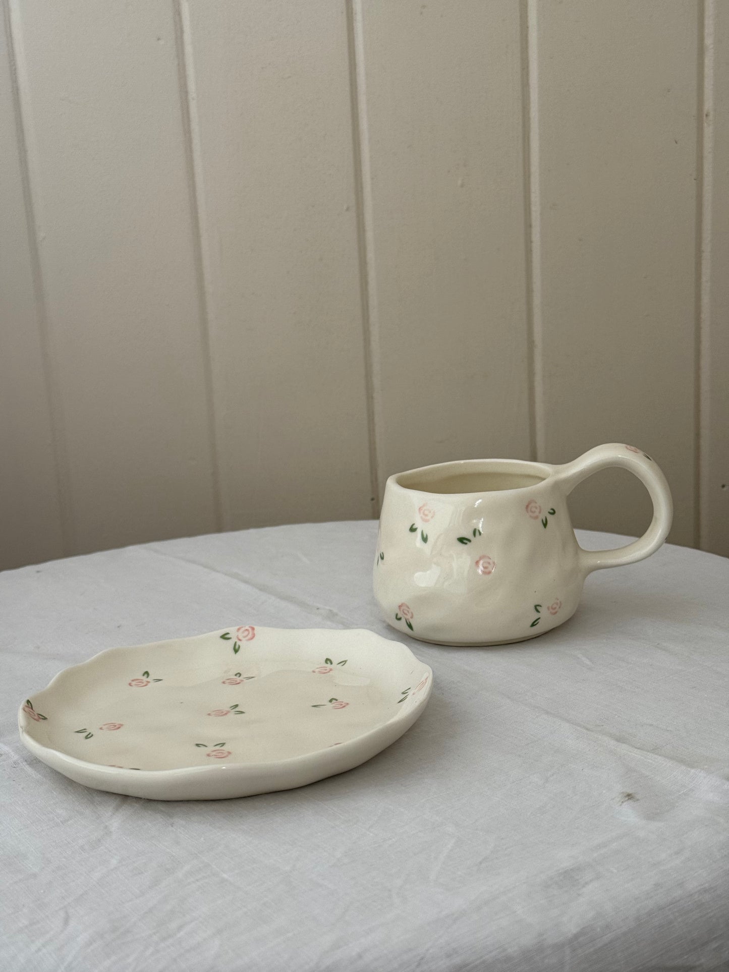 Rose Ceramic Cup and Saucer