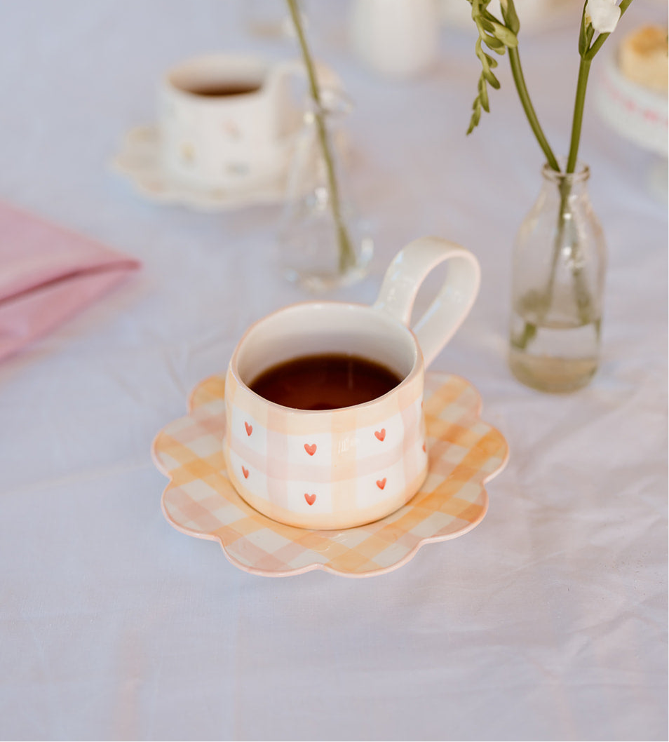 Lottie Mae Ceramic Cup and Scalloped Saucer