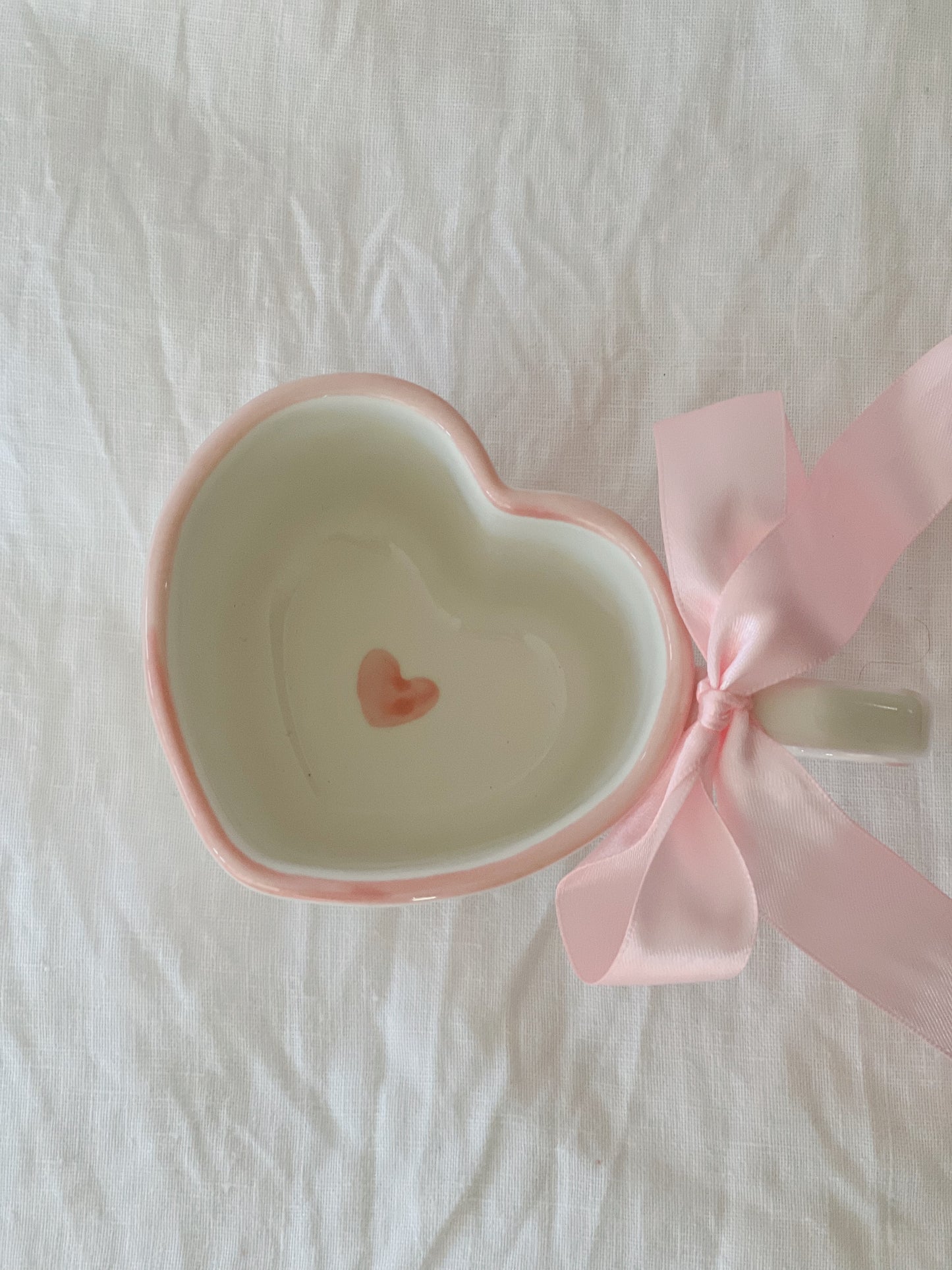 Love You Heart Shaped Hand Painted Ceramic Cup and Saucer