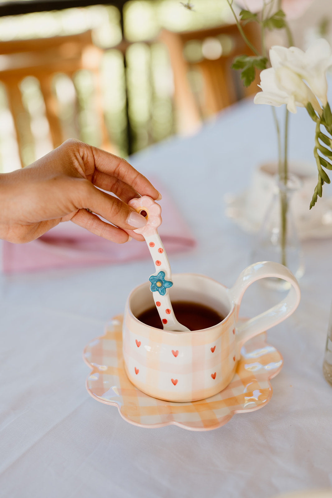 Lottie Mae Ceramic Cup and Scalloped Saucer