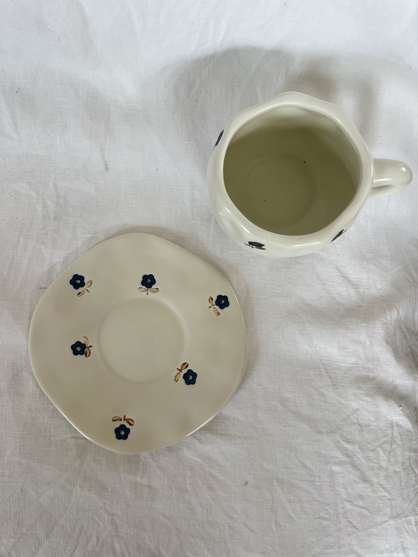 Farmhouse Flowers Ceramic Cup and Saucer