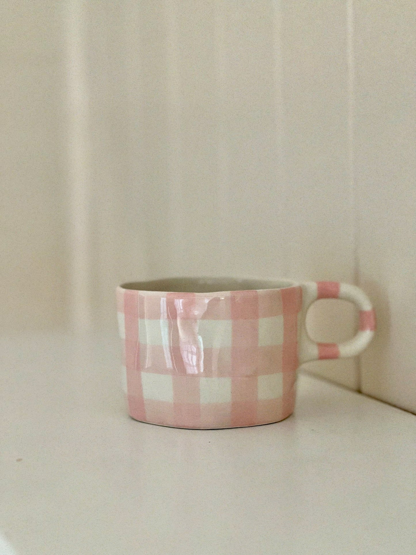 Gingham Ceramic Hand painted Mug