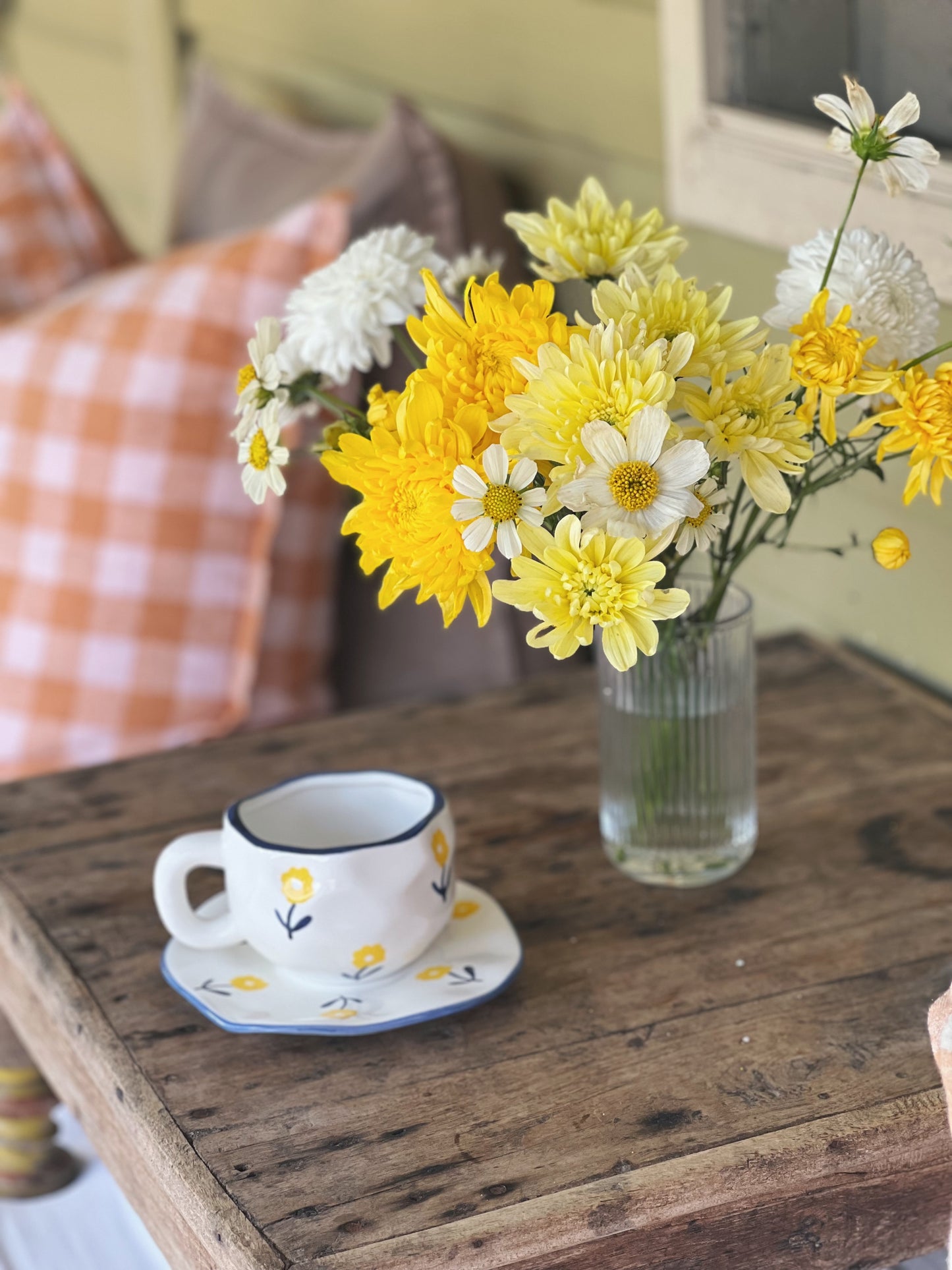 Farmhouse Flowers Ceramic Cup and Saucer