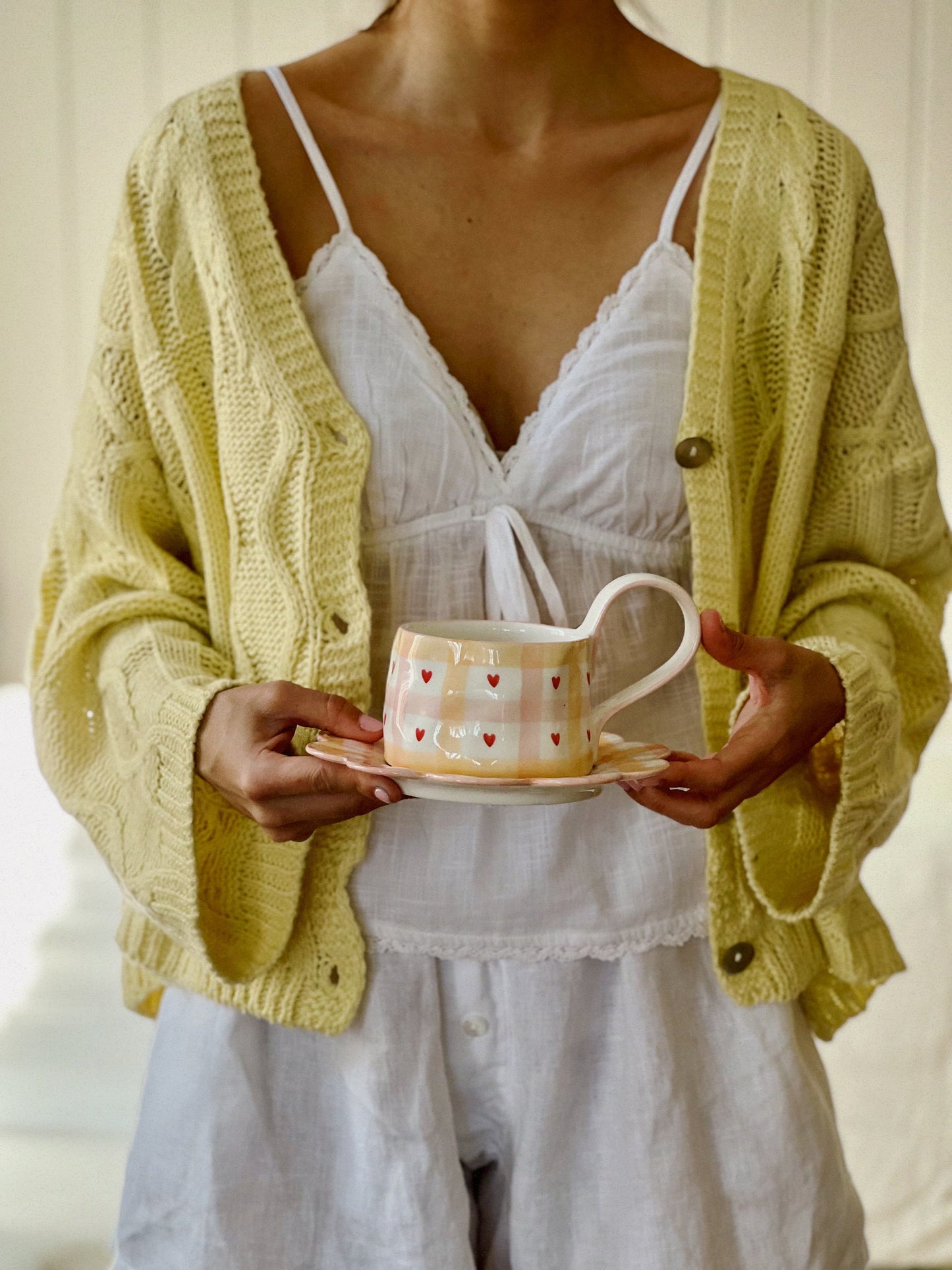 Lottie Mae Ceramic Cup and Scalloped Saucer