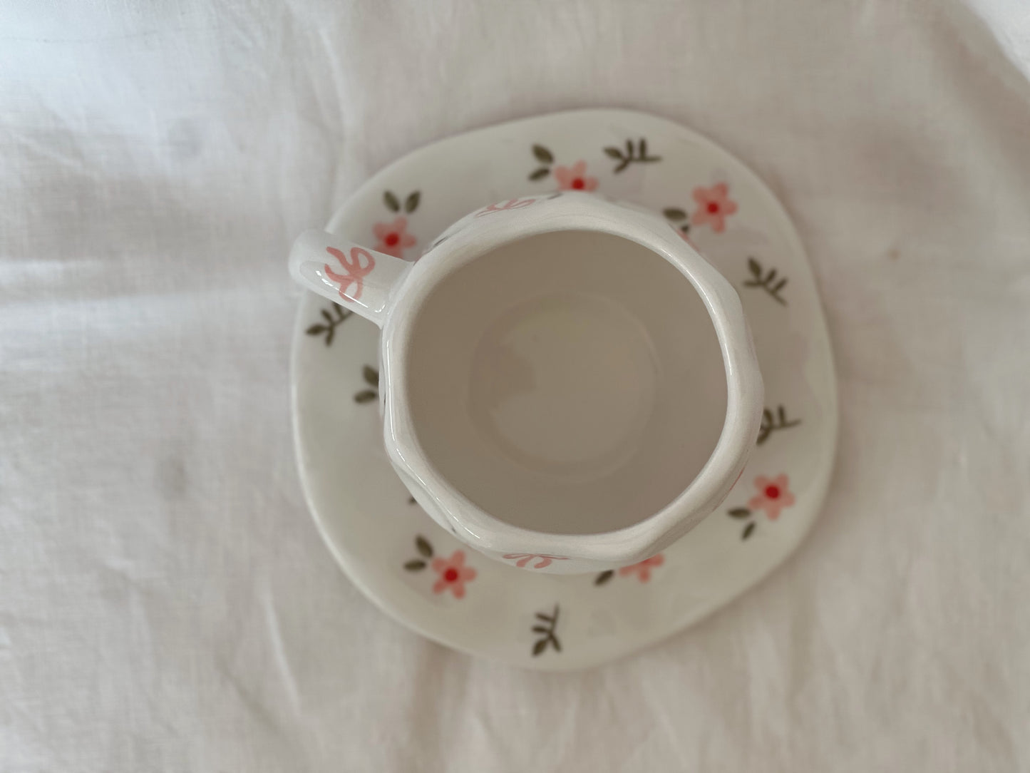 Pink Posie Ceramic Cup and Saucer