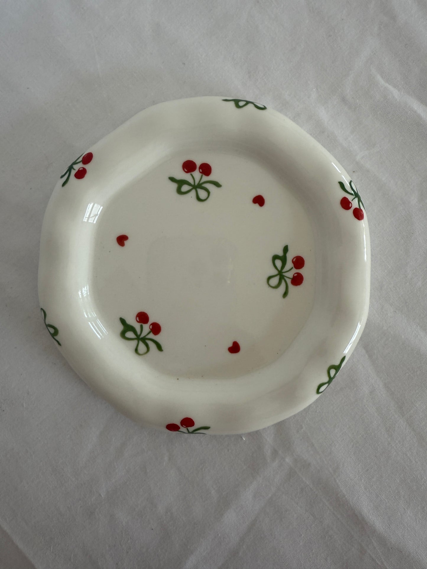 Cerises de Noël Ceramic Cup and Saucer