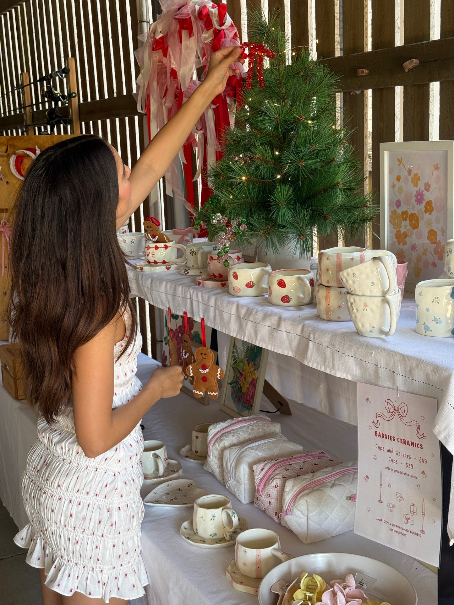 Handmade Beaded Bow Christmas Ornament