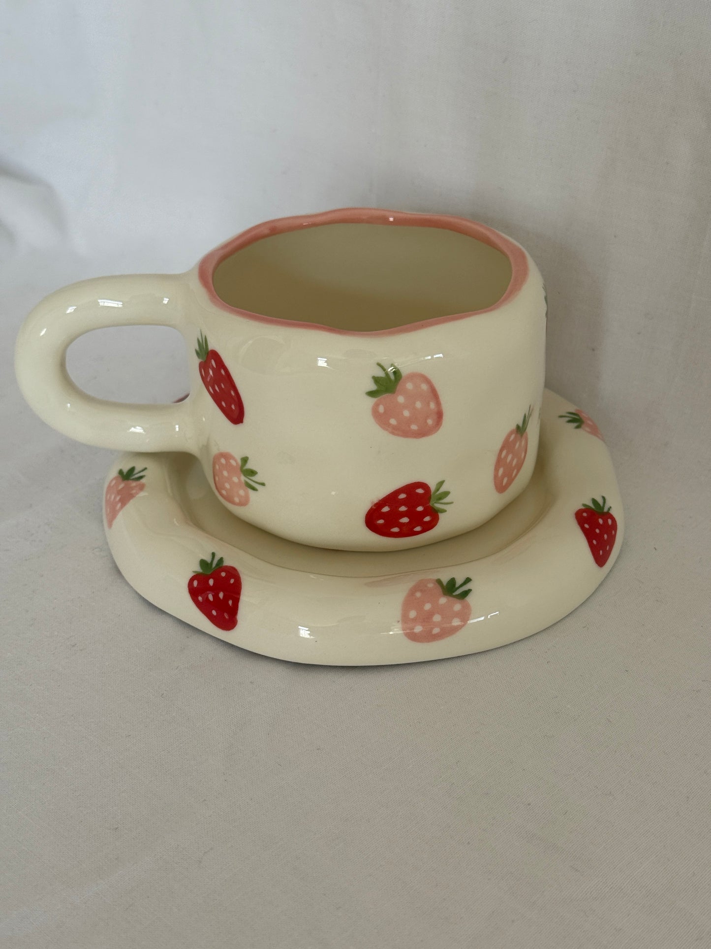La Fraise Ceramic Cup and Saucer
