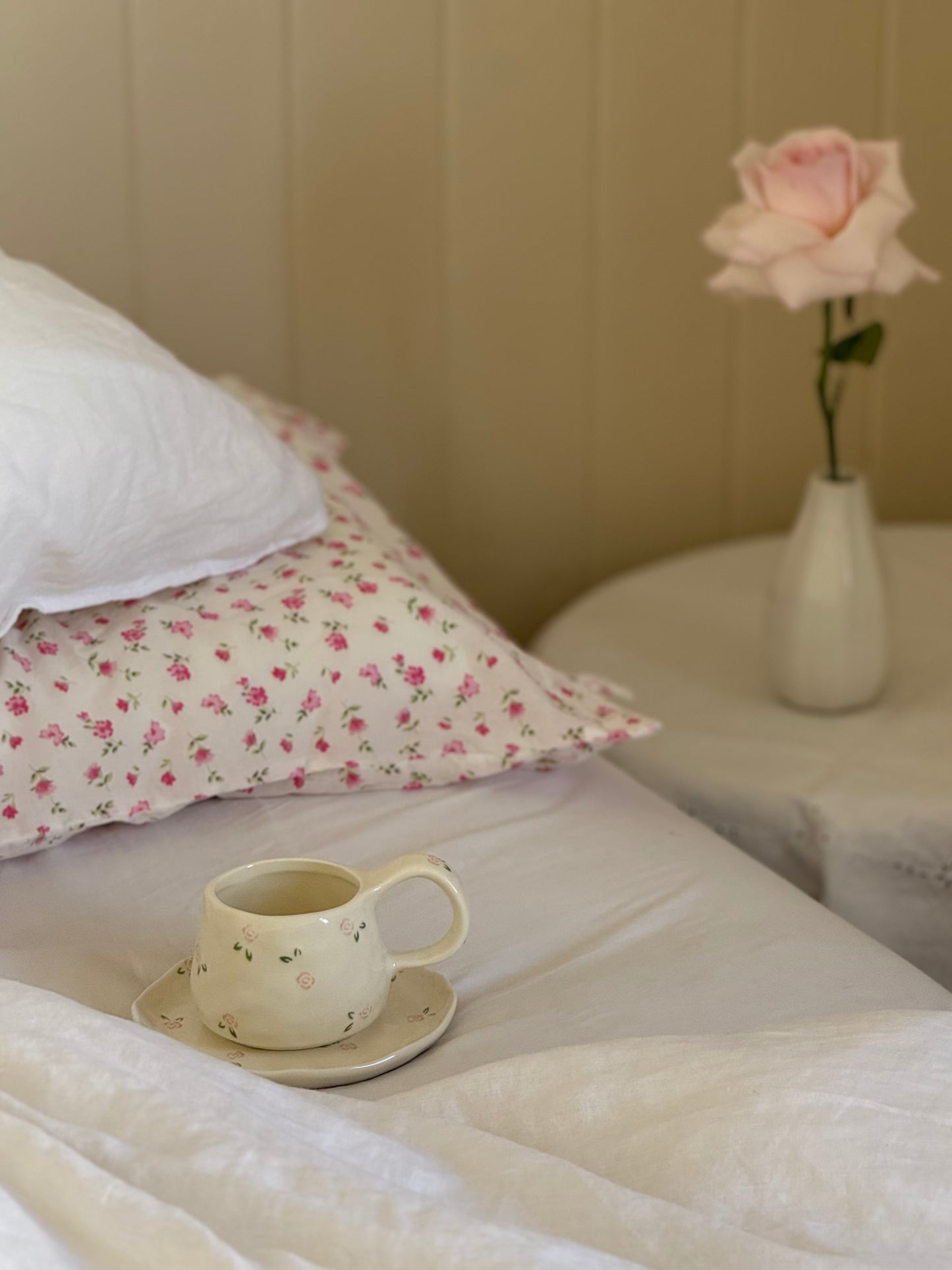 Rose Ceramic Cup and Saucer
