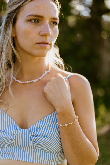 Lavender Daisy Freshwater Pearl Necklace