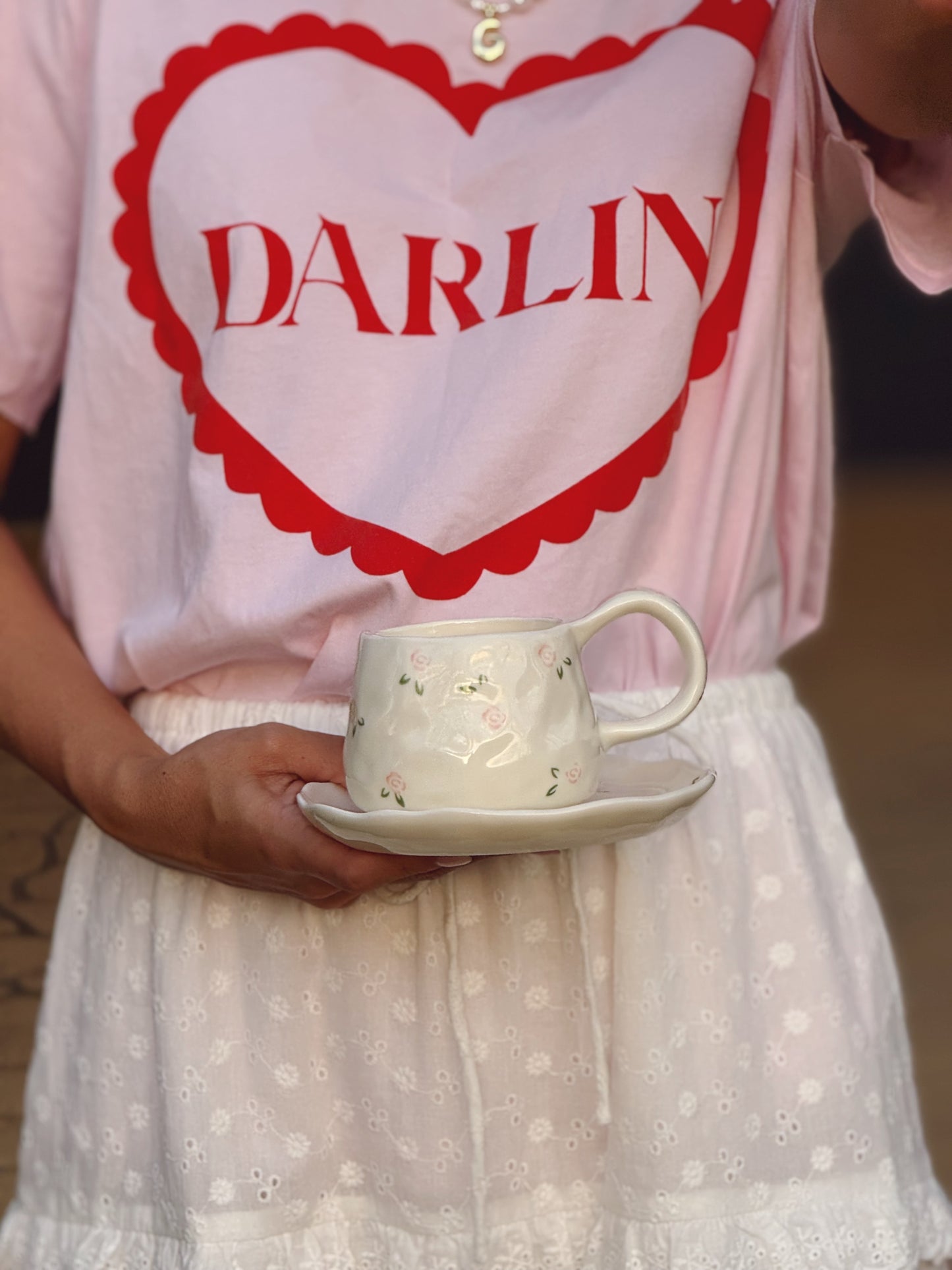 Rose Ceramic Cup and Saucer