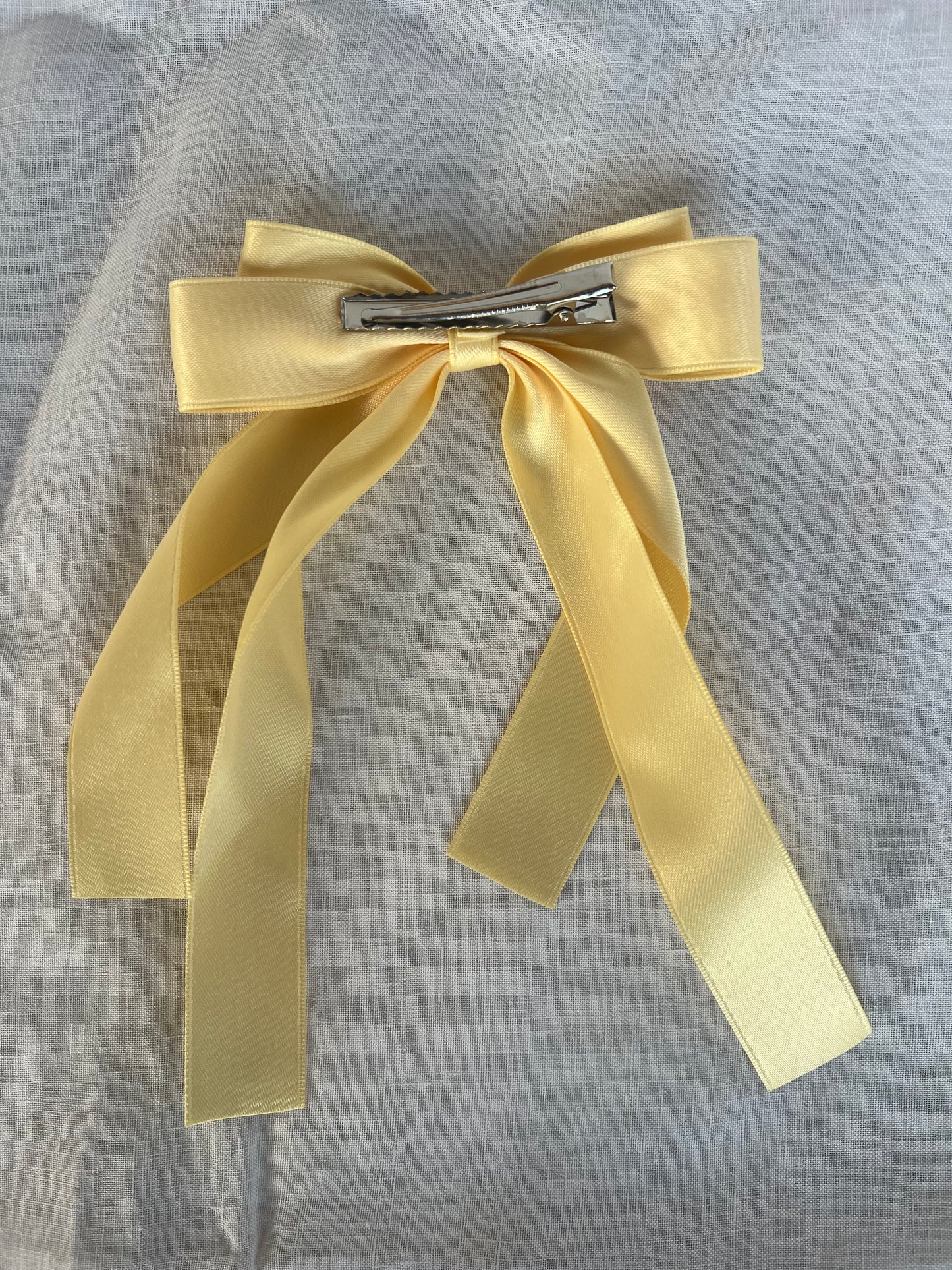 Butter Yellow Ribbon Bow Hair Clip