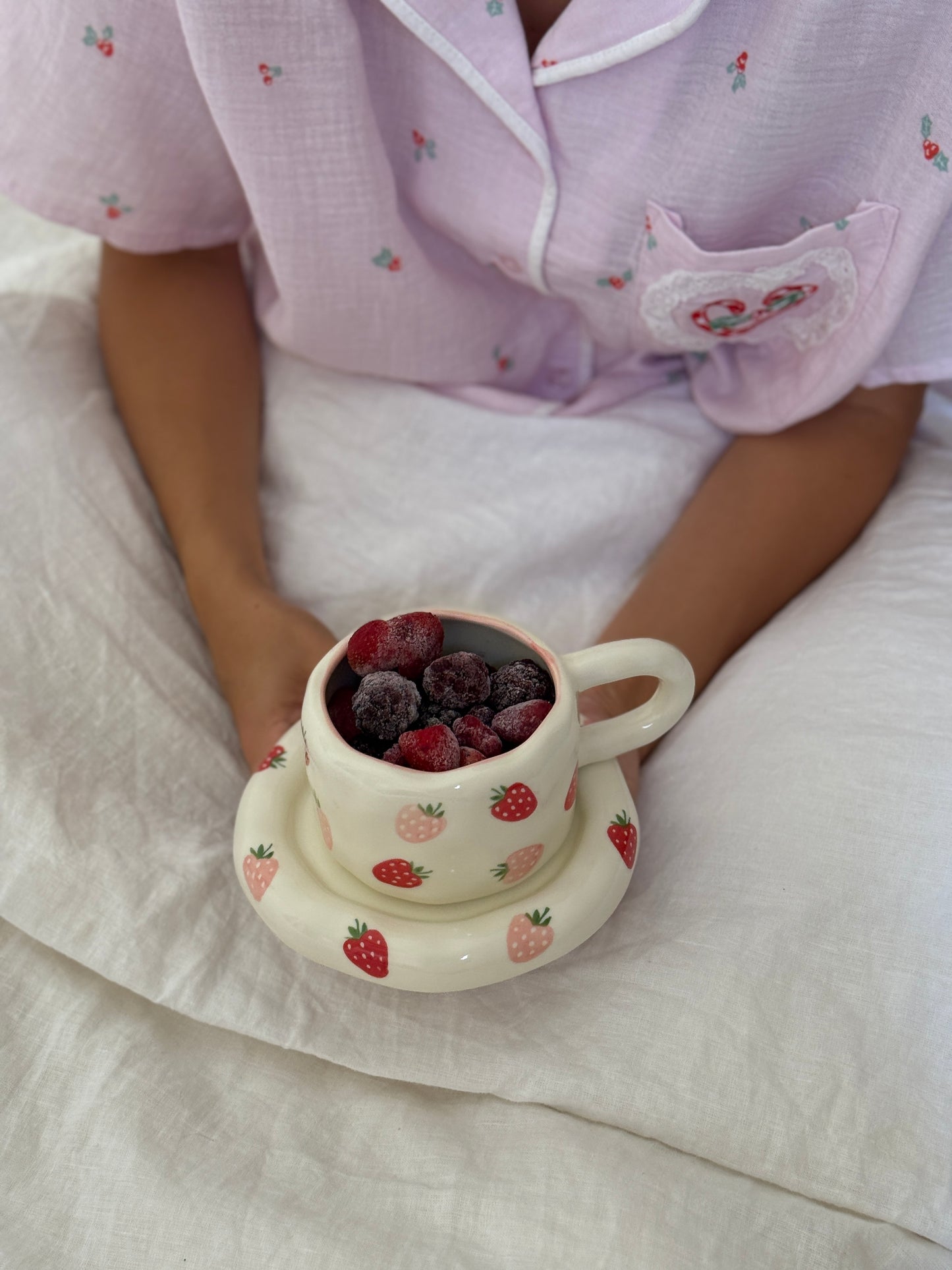 La Fraise Ceramic Cup and Saucer
