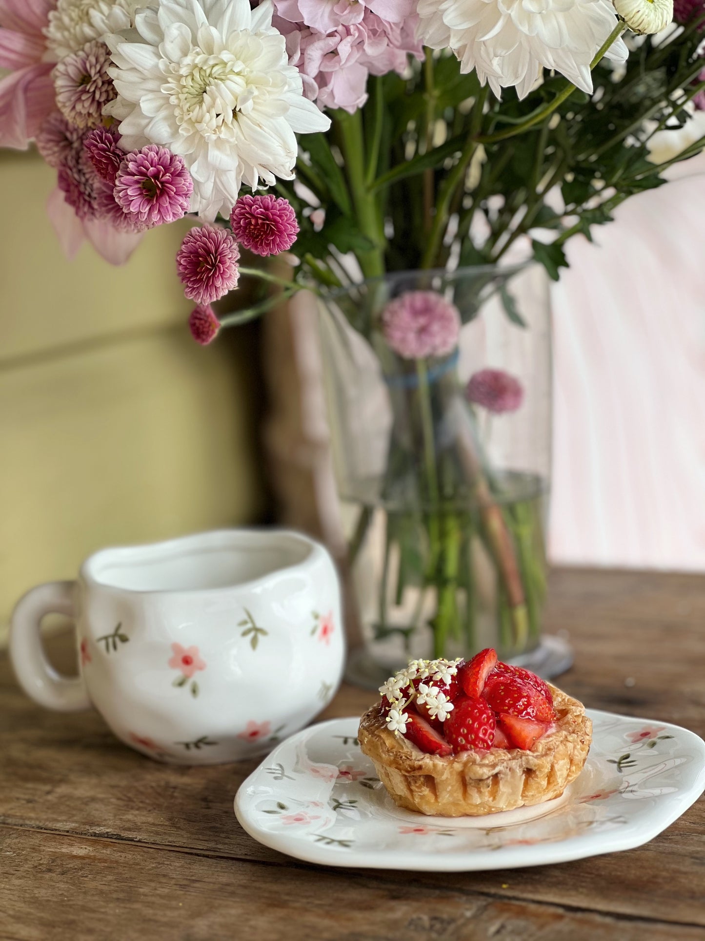 Pink Posie Ceramic Cup and Saucer