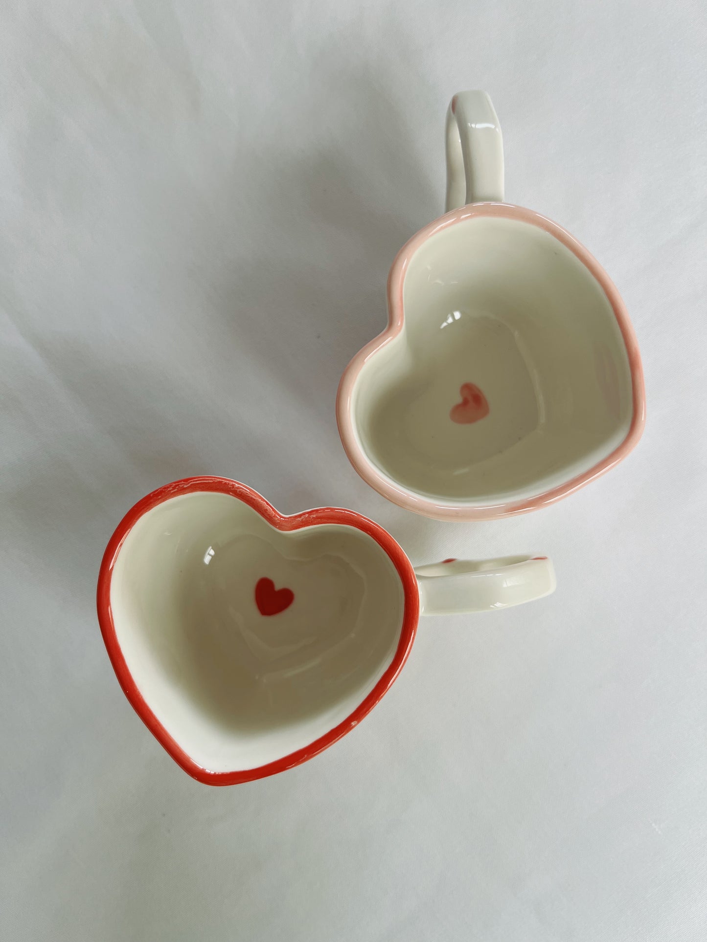 Love You Heart Shaped Hand Painted Ceramic Cup and Saucer