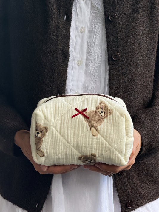 Teddy Quilted Beauty Bag