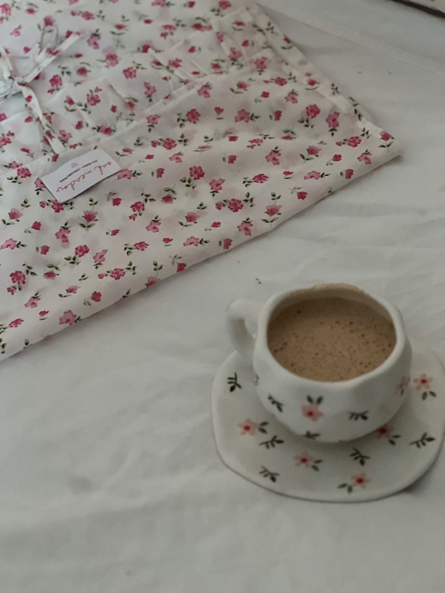 Pink Posie Ceramic Cup and Saucer