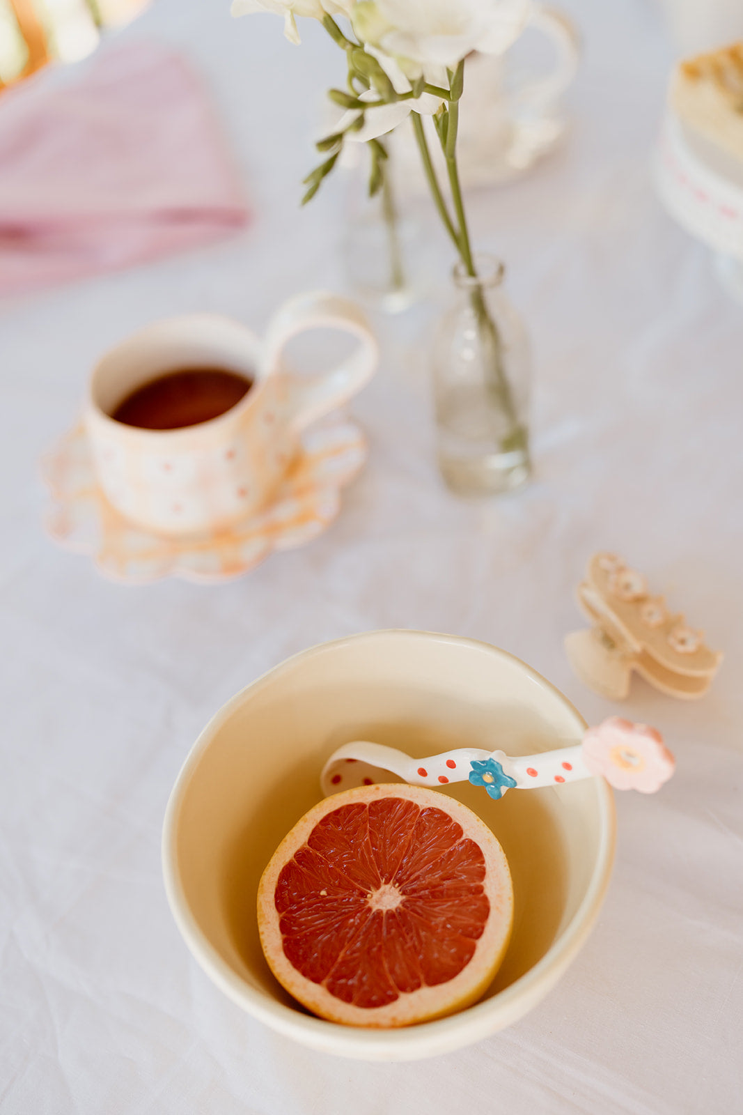 Lottie Mae Ceramic Cup and Scalloped Saucer