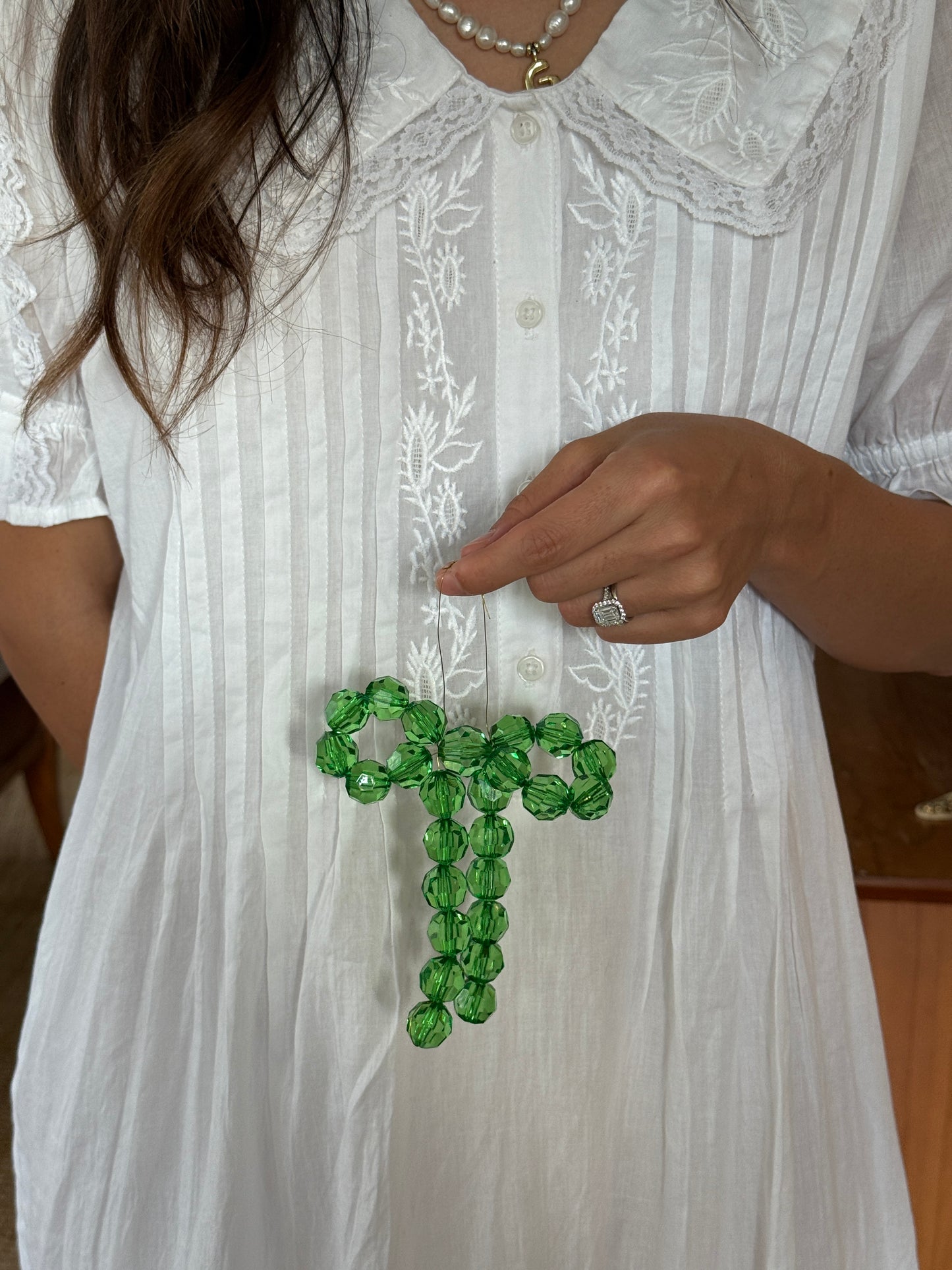 Handmade Beaded Bow Christmas Ornament