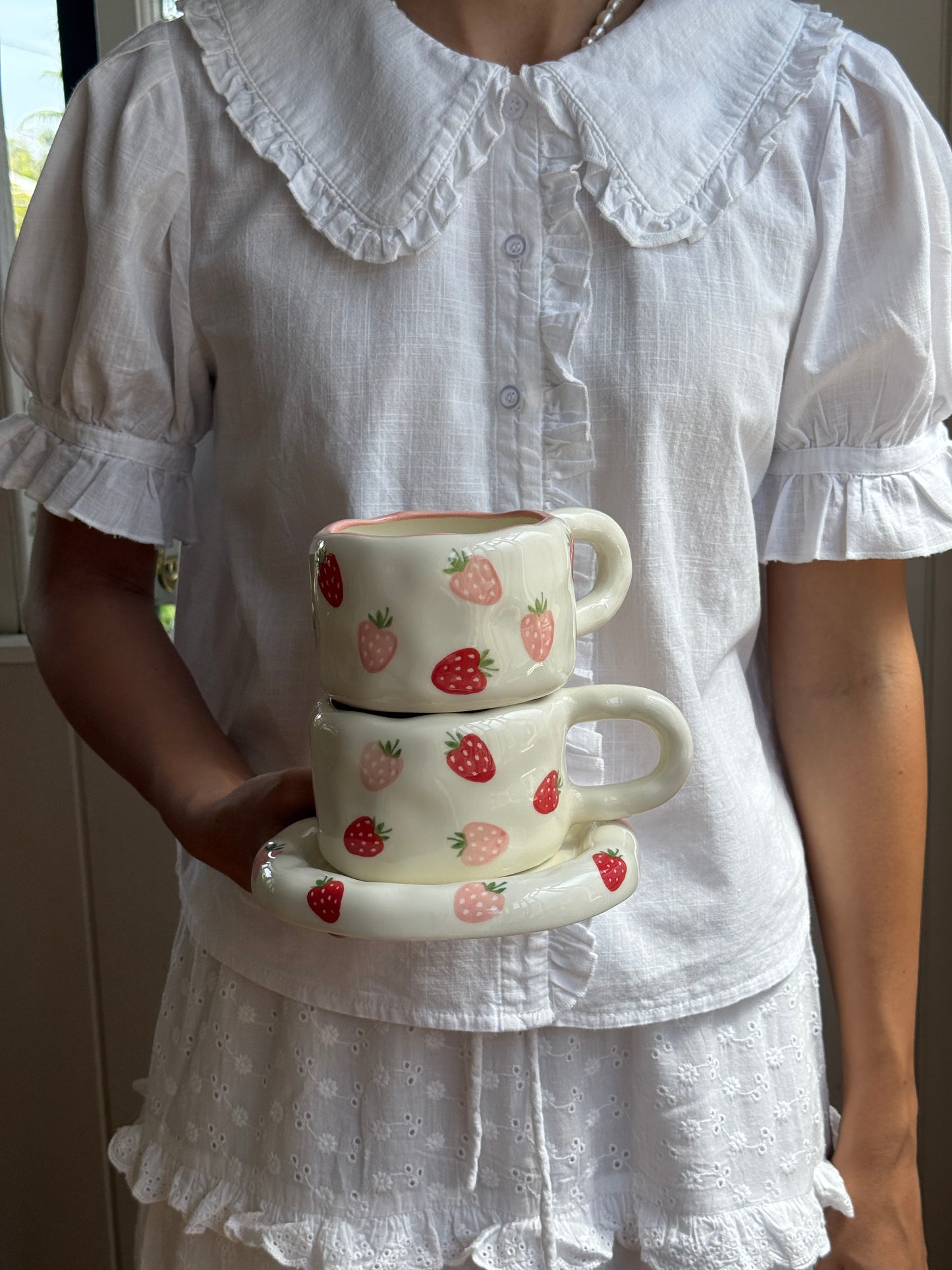 La Fraise Ceramic Cup and Saucer