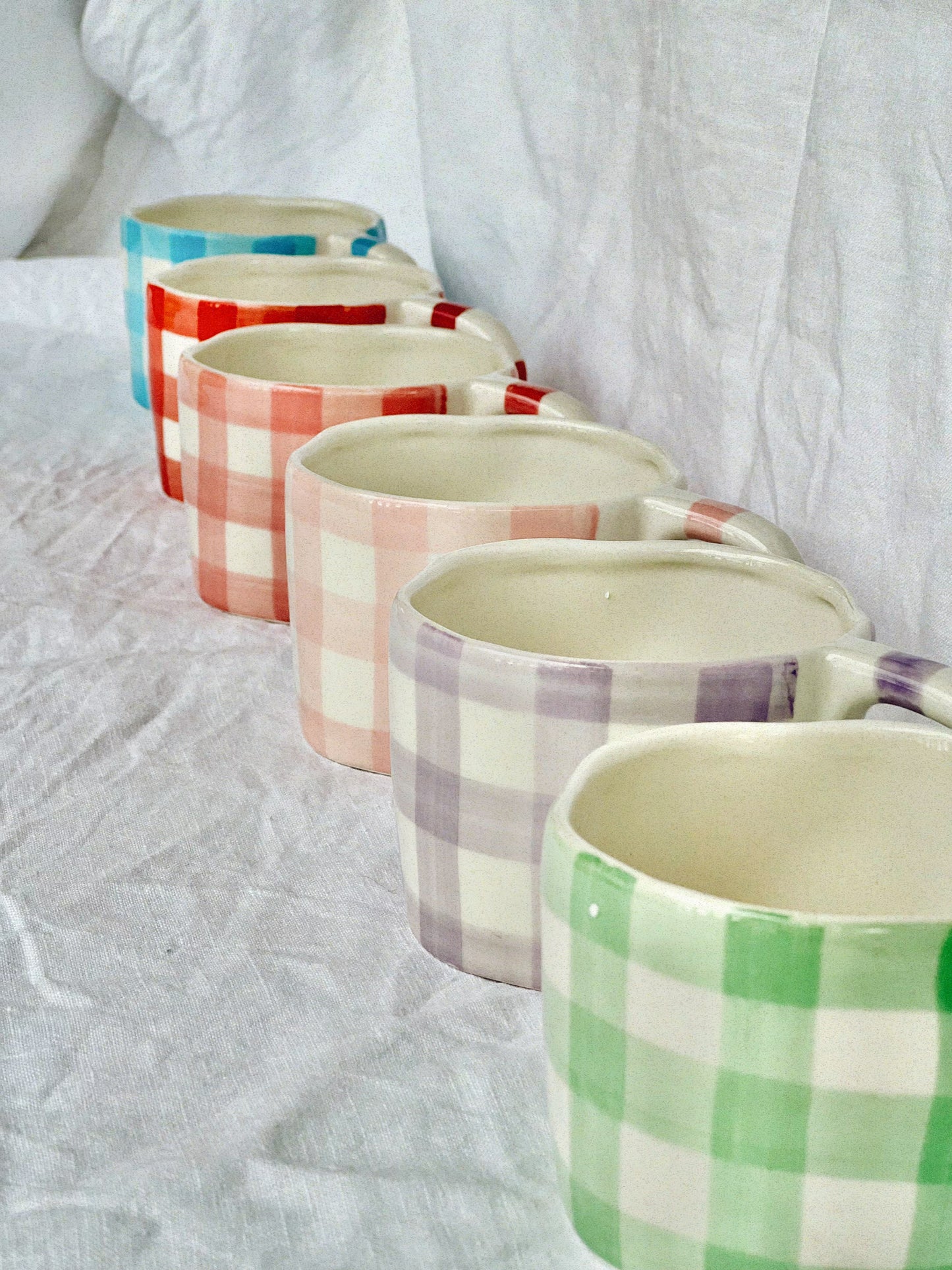 Gingham Ceramic Hand painted Mug