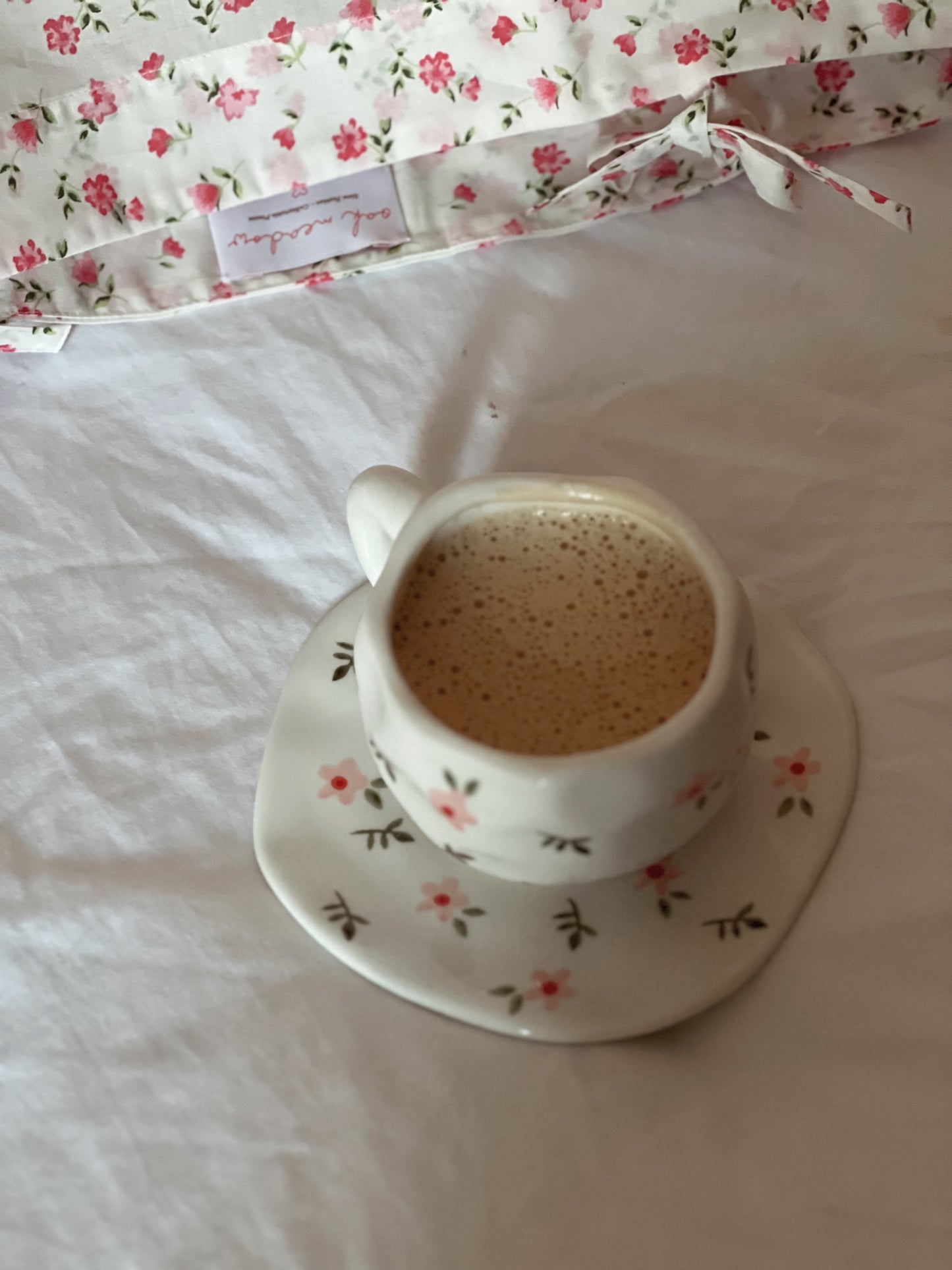 Pink Posie Ceramic Cup and Saucer