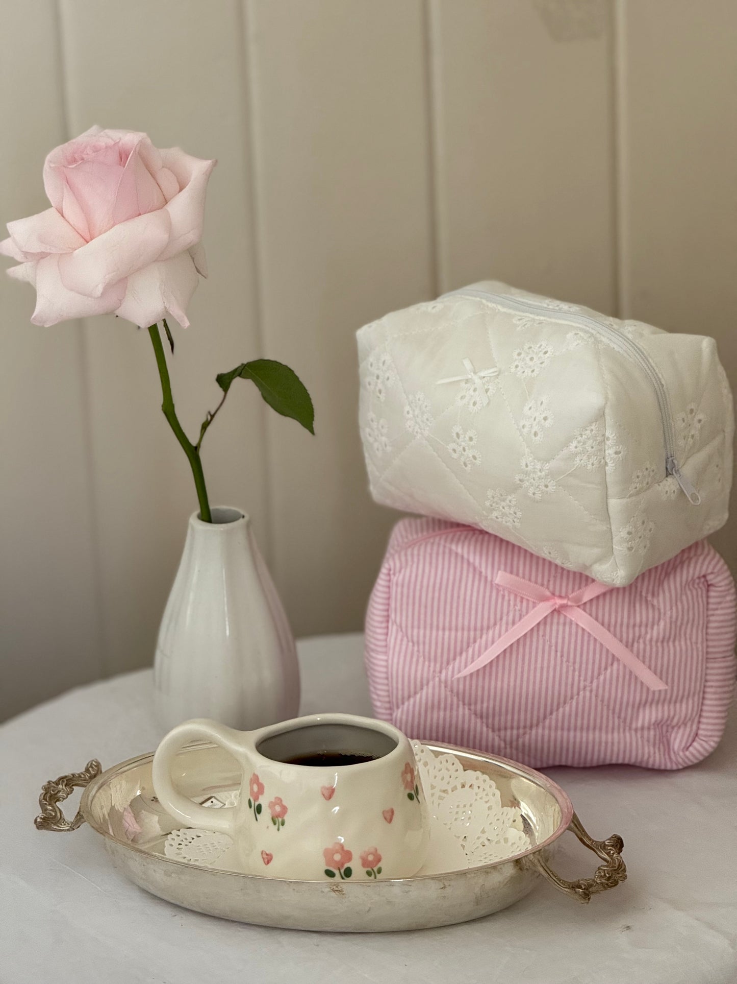 Pearl Quilted Beauty Bag