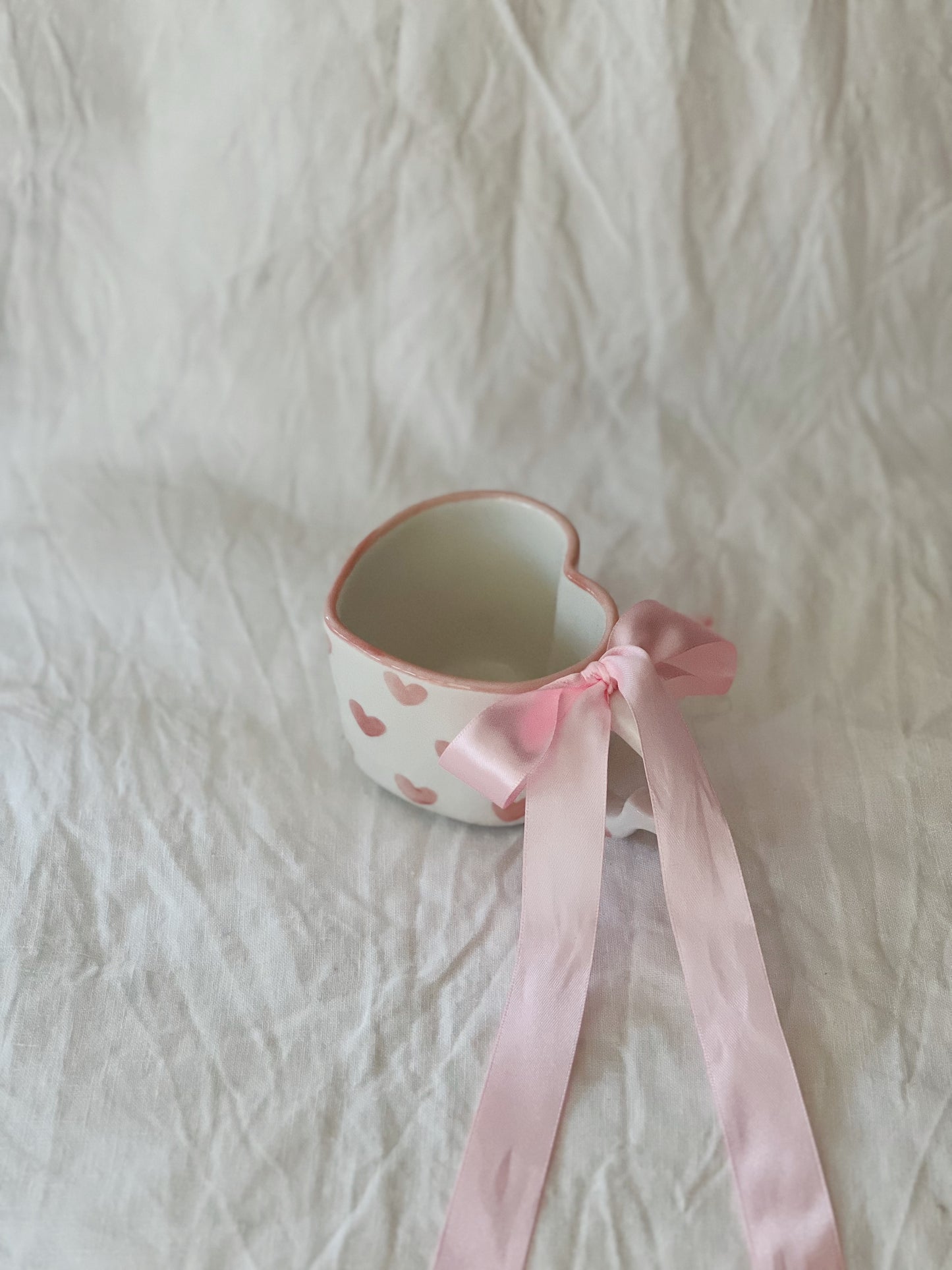 Love You Heart Shaped Hand Painted Ceramic Cup and Saucer