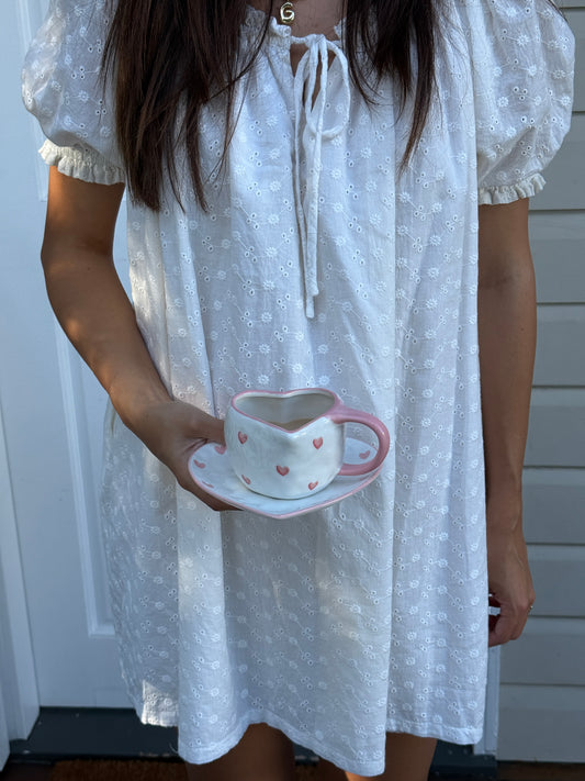 Sweetheart Ceramic Cup and Saucer
