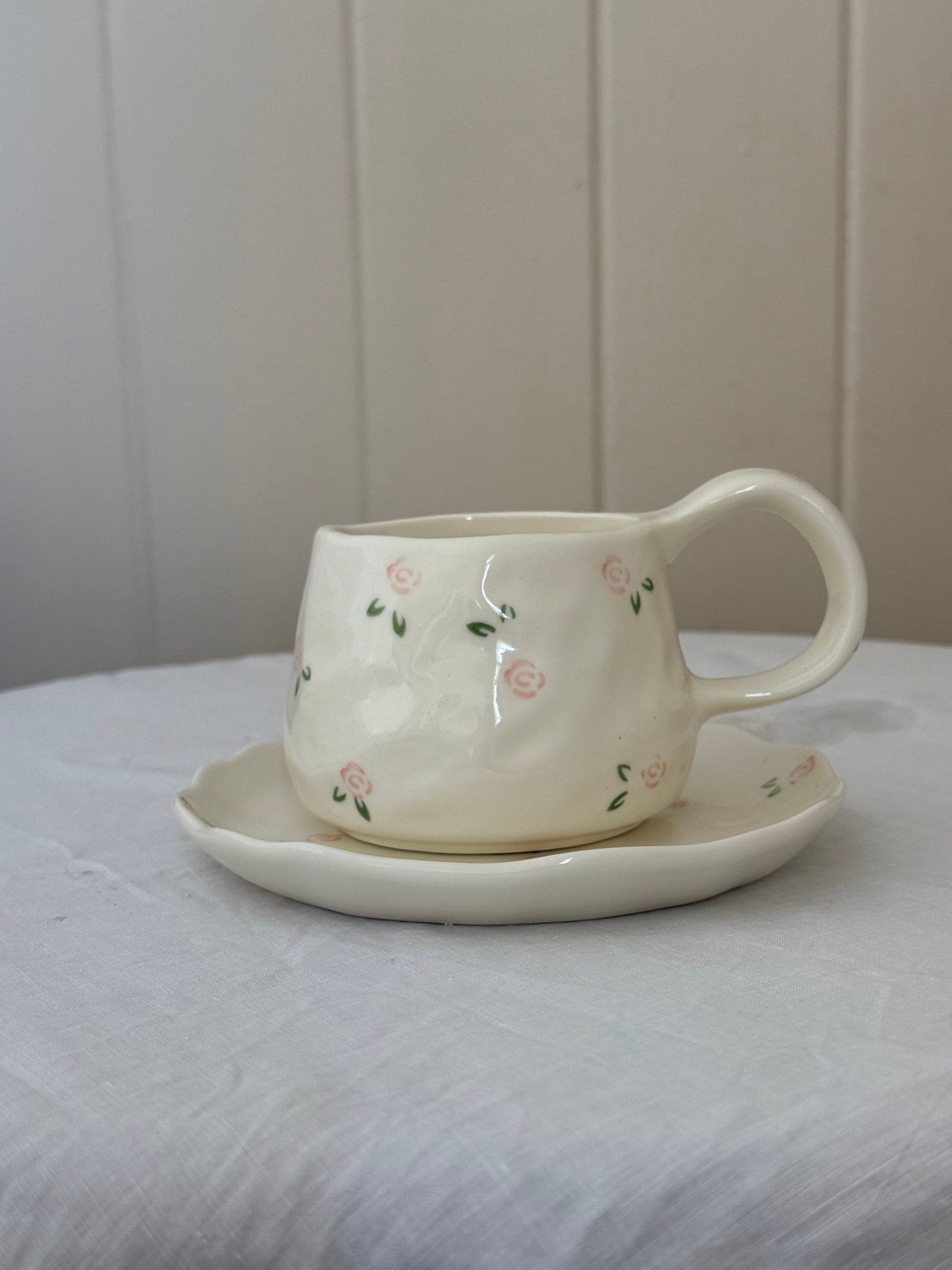 Rose Ceramic Cup and Saucer