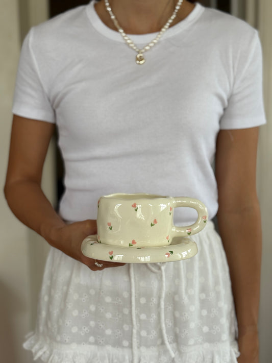 Rosalie Ceramic Cup and Saucer