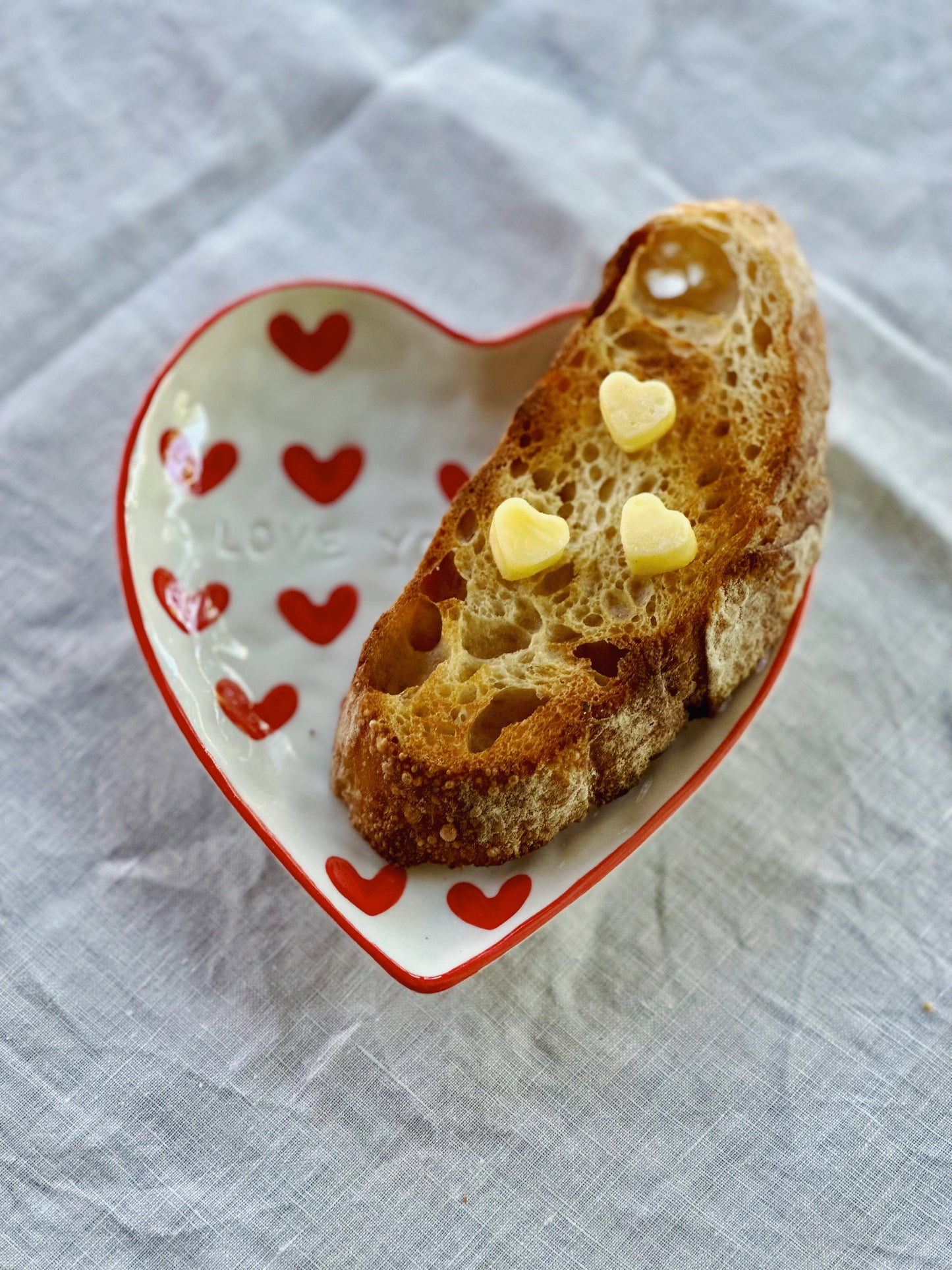 Love You Heart Shaped Hand Painted Ceramic Cup and Saucer