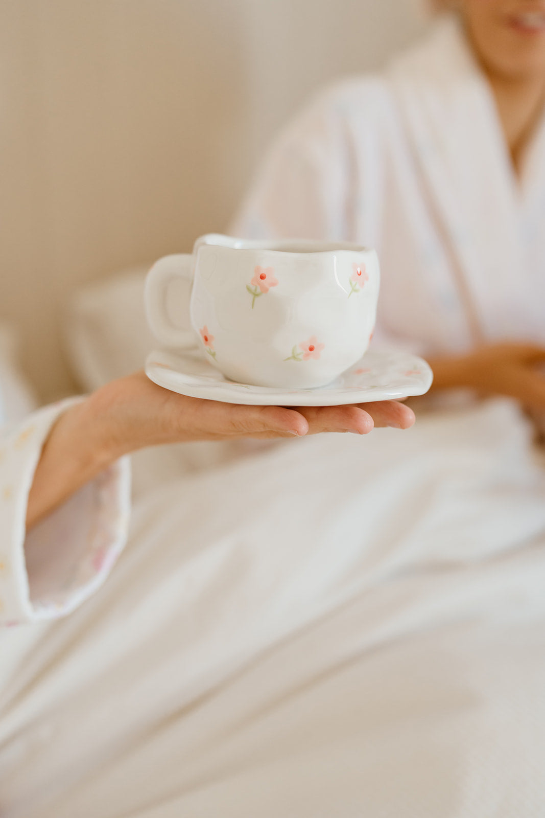 Blush Blossom Ceramic Cup and Saucer