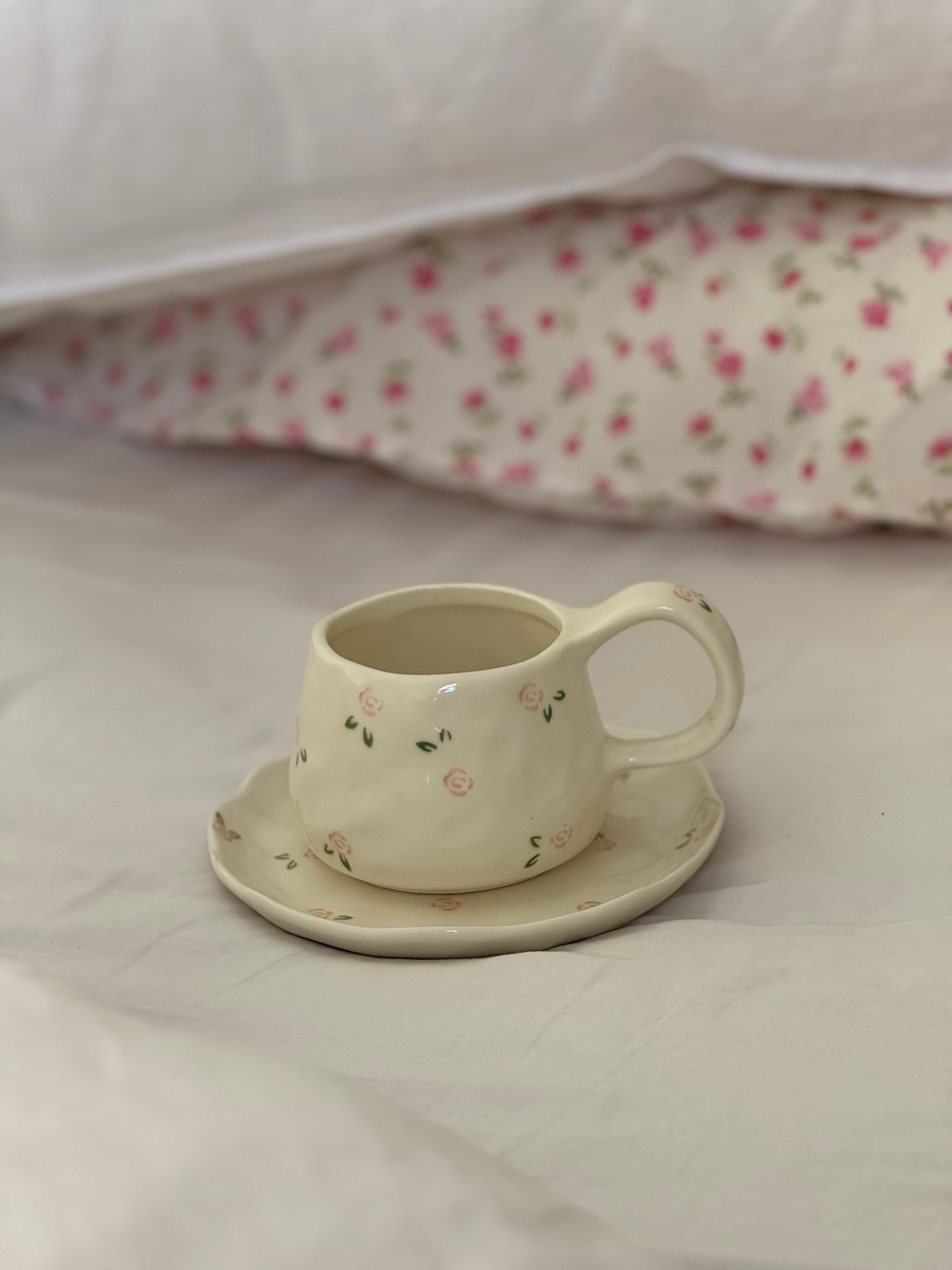 Rose Ceramic Cup and Saucer