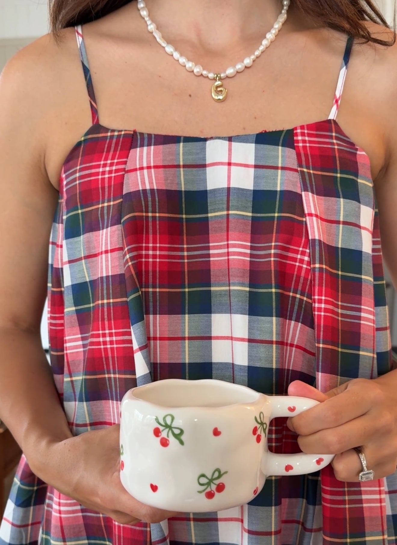Cerises de Noël Ceramic Cup and Saucer