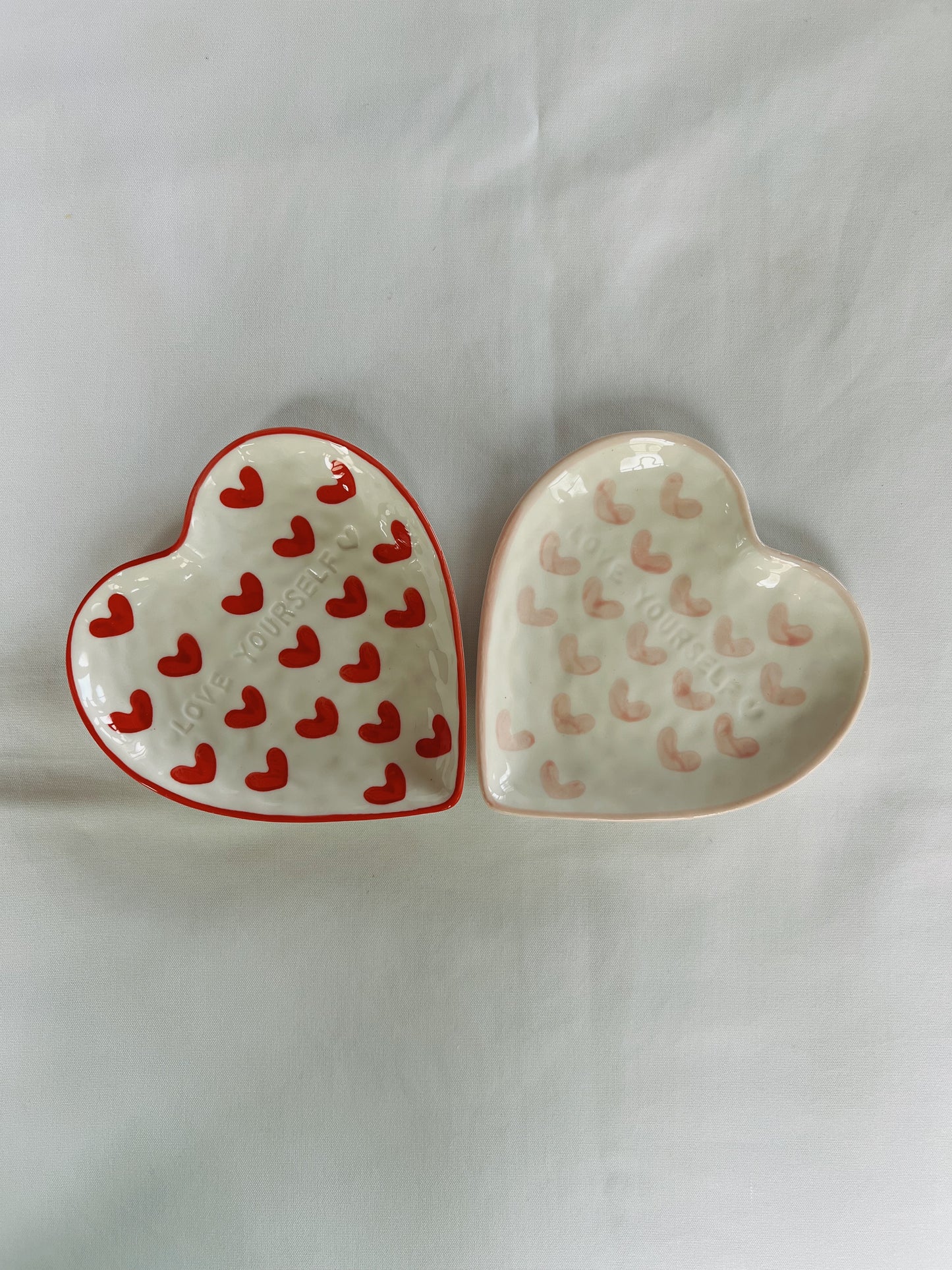 Love You Heart Shaped Hand Painted Ceramic Cup and Saucer