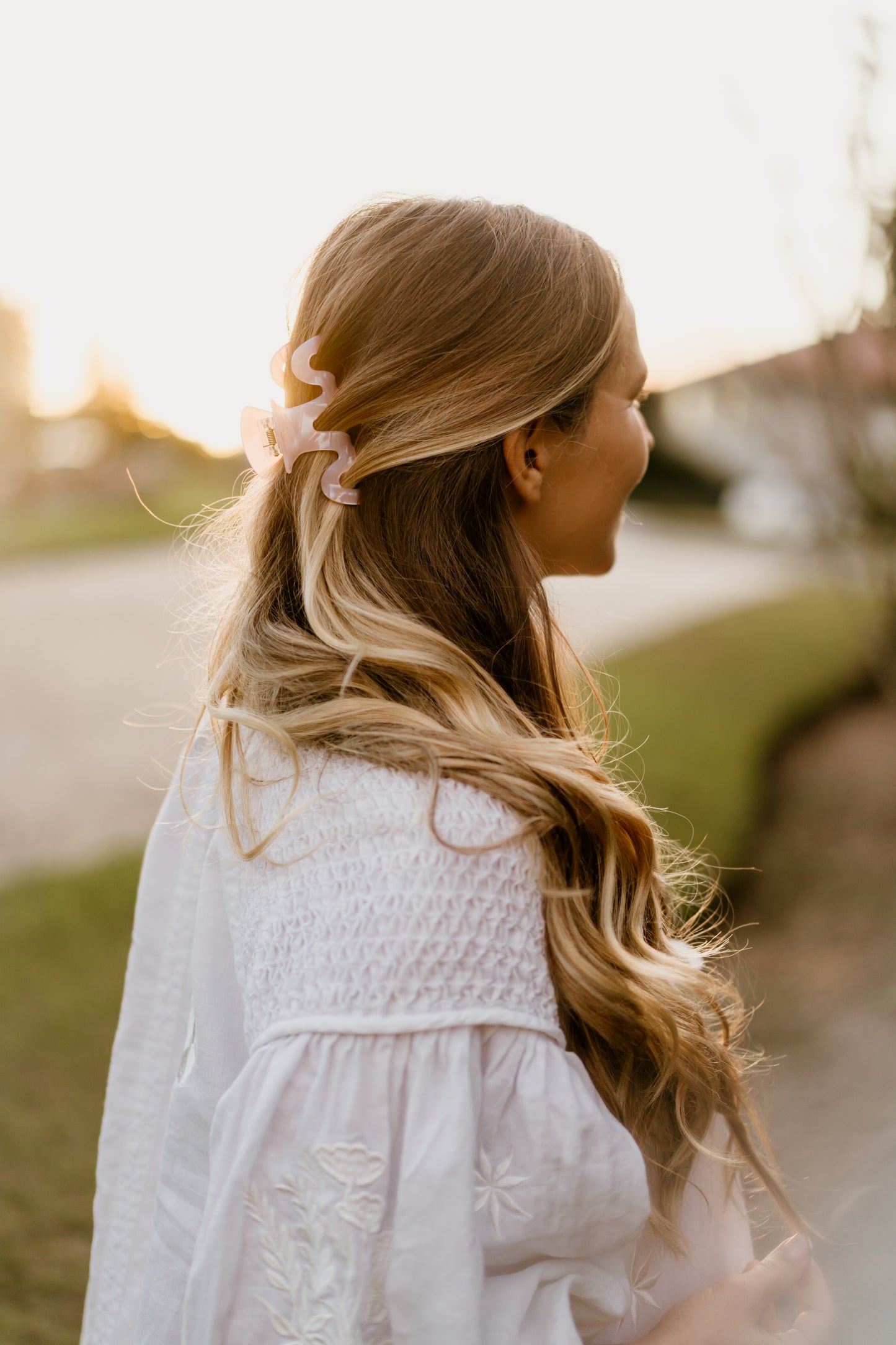 Squiggle Hair claws in Coral shades